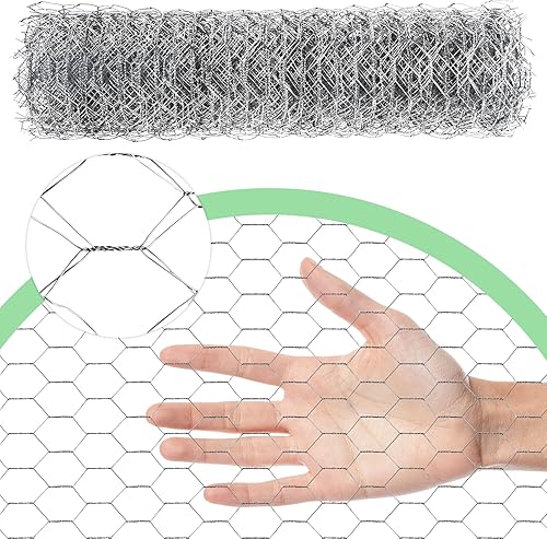 Miniatura 60 de Alambre de pollo de 13.7 pulgadas x 236 pulgadas, malla galvanizada hexagonal para valla de jardín para cercas de conejo y pollo
