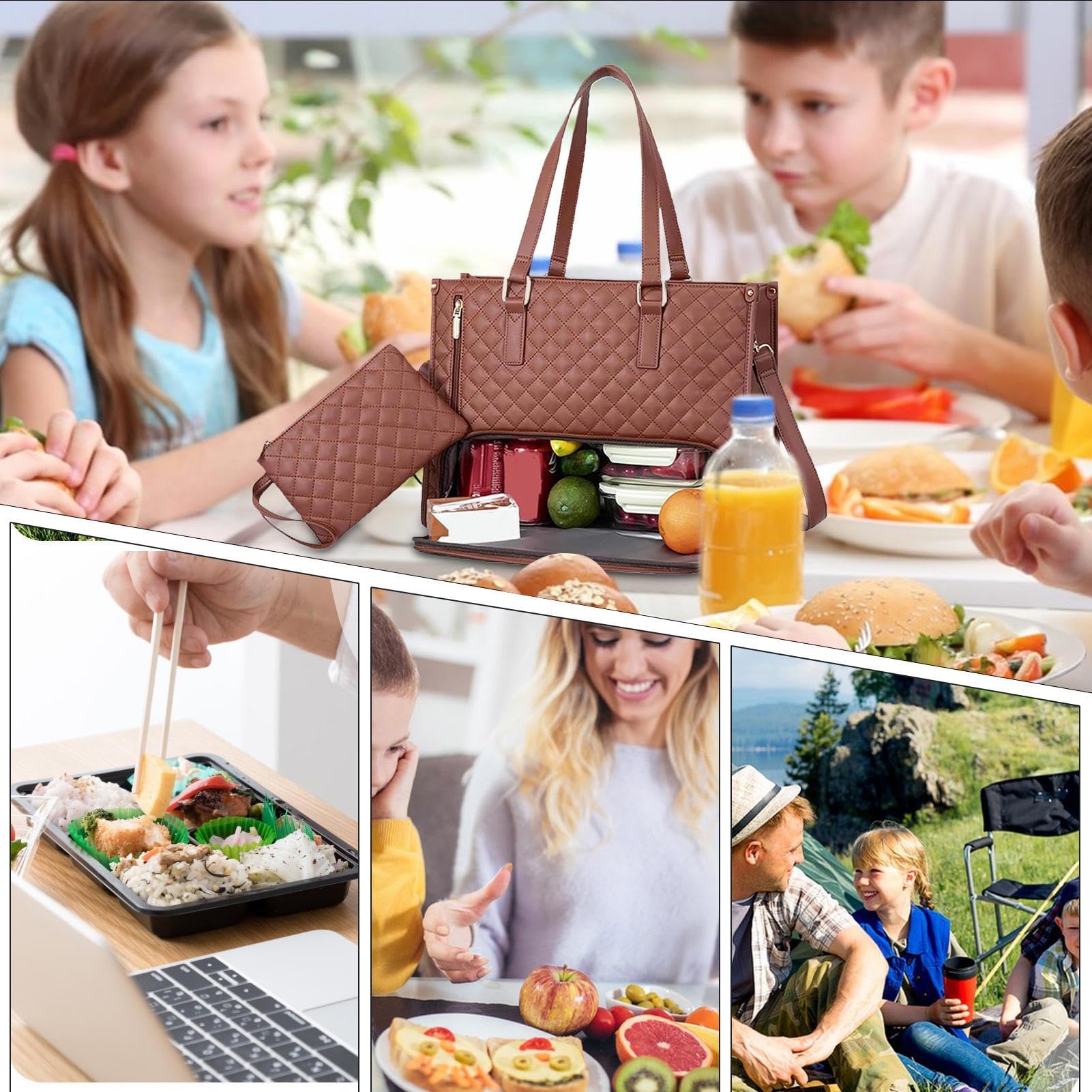 Borsa Tote con Scompartimento Pranzo Zaino Termico Per Laptop | Tote Per Pranzo Da 39,6 Centimetri per Computer Portatile Acqua Cibo Donne Studente Ufficio Infermiere Professioniste