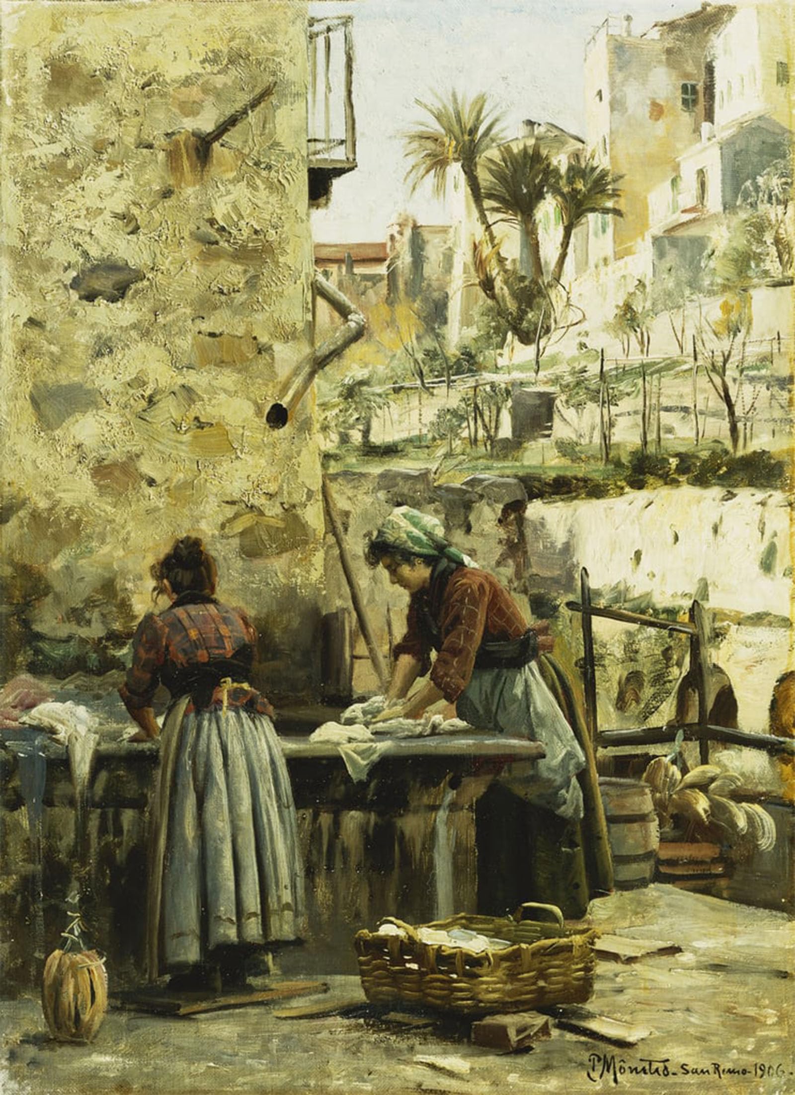 Artxlxxbn No Frame Famous Art Print Poster Vintage Wall Art The Washerwomen By Peder Monsted Canvas Art Poster For Home Decor 60X90cm