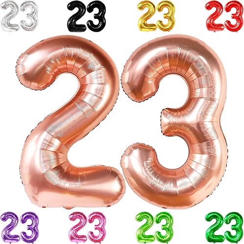Miniatura 1 de KatchOn, Globos de oro rosa del 2 p de 40 pulgadas, 23 para decoraciones de cumpleaños número 23 y aniversario de mujer