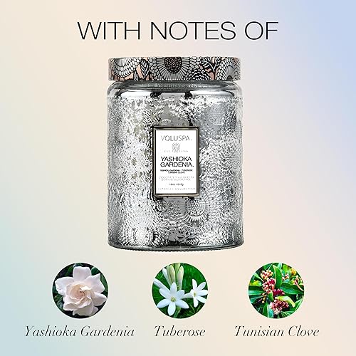 Miniatura 3 de Voluspa Yashioka Gardenia Vela | Tarro de vidrio grande | 18 onzas | Tiempo de combustión de 100 horas | Mechas totalmente naturales y cera de coco