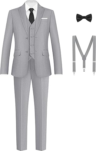 AmazingSea Boys Suit Light Grey Slim Fit Formal Boys Suits Set Kids Suit Toddlers Youth Teen Boys Tuxedos Suit Size 2