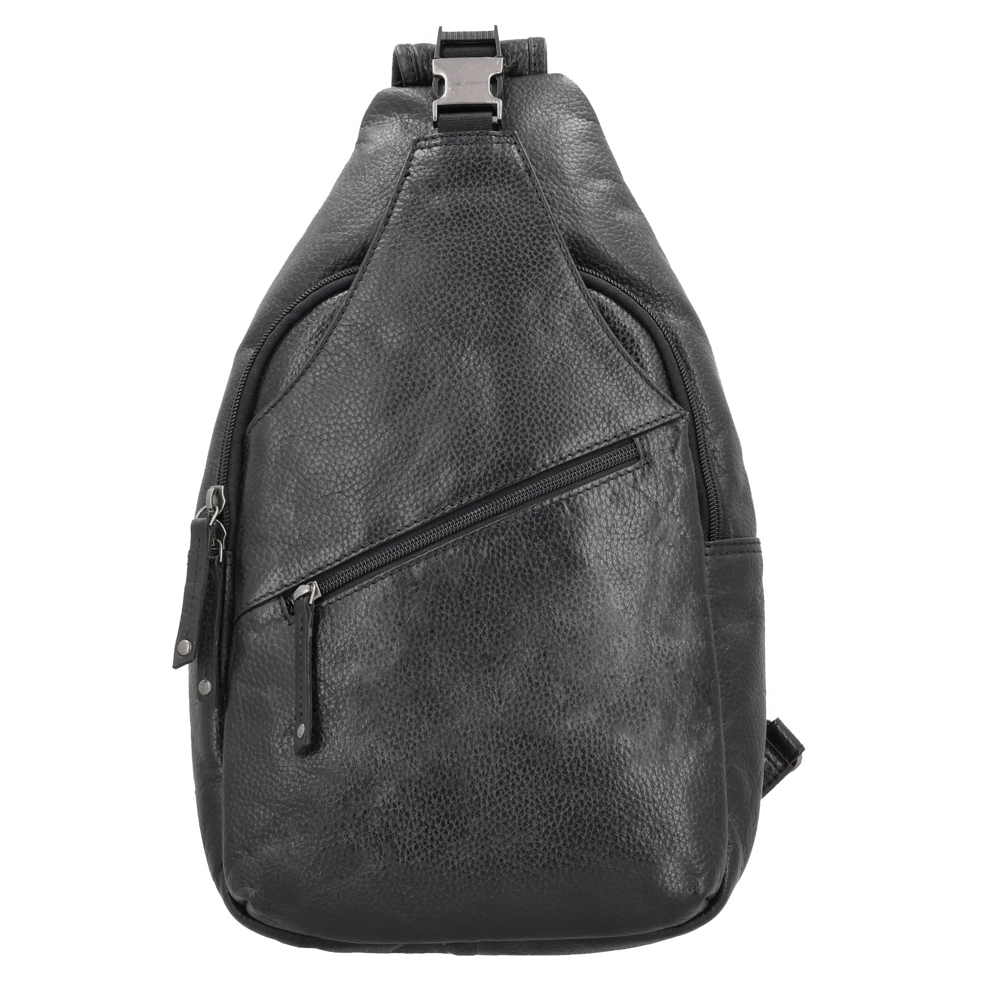 Lady Conceal Grayson Large Leather Sling Backpack with Locking Zippers (Black)