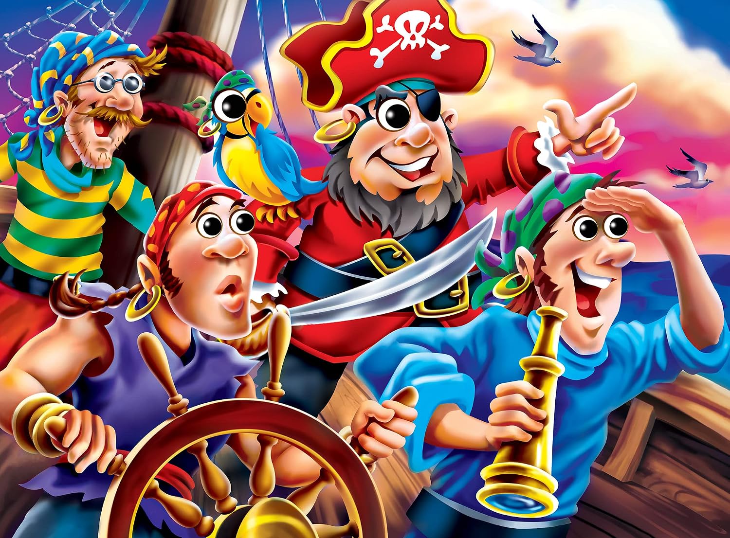 MasterPieces – 48 Piece Jigsaw Puzzle for Kids 4+ Years, Pirates with Googly Eyes, Educational and Fun Game, Gift Idea for Children, 19" x 14