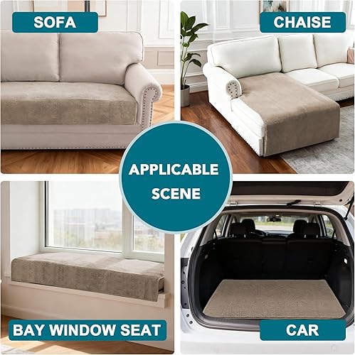 Miniatura 6 de Turquoize Funda de felpilla de felpa gruesa y suave para sofá de 3 plazas, protector antideslizante para perros y gatos (35 x 74 pulgadas, arena)