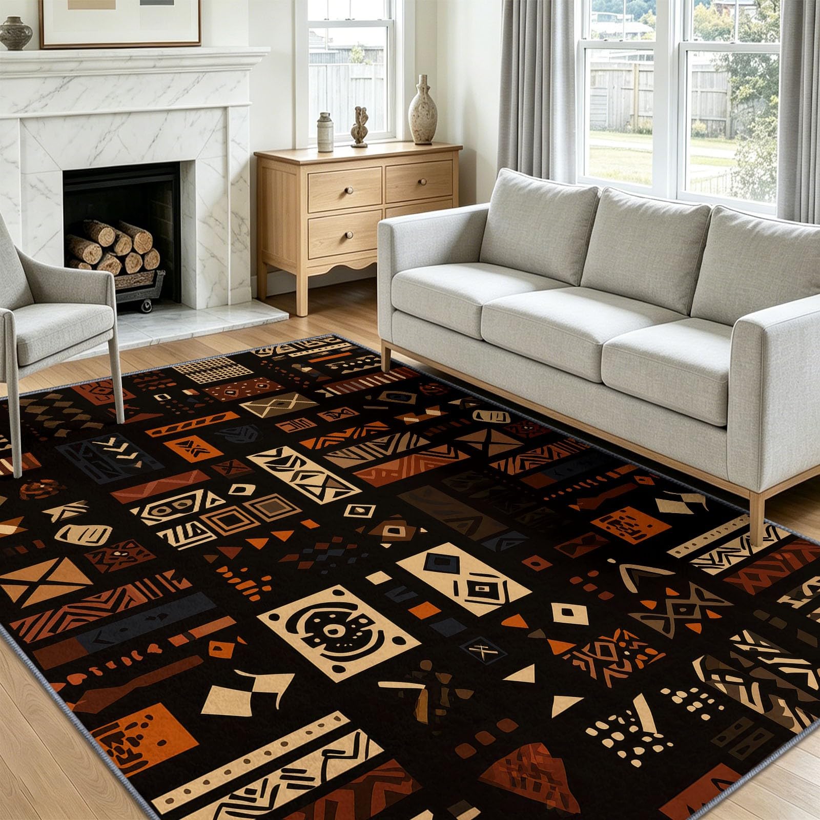 Tapis géométrique 140x200 cm de salon aux finitions douces