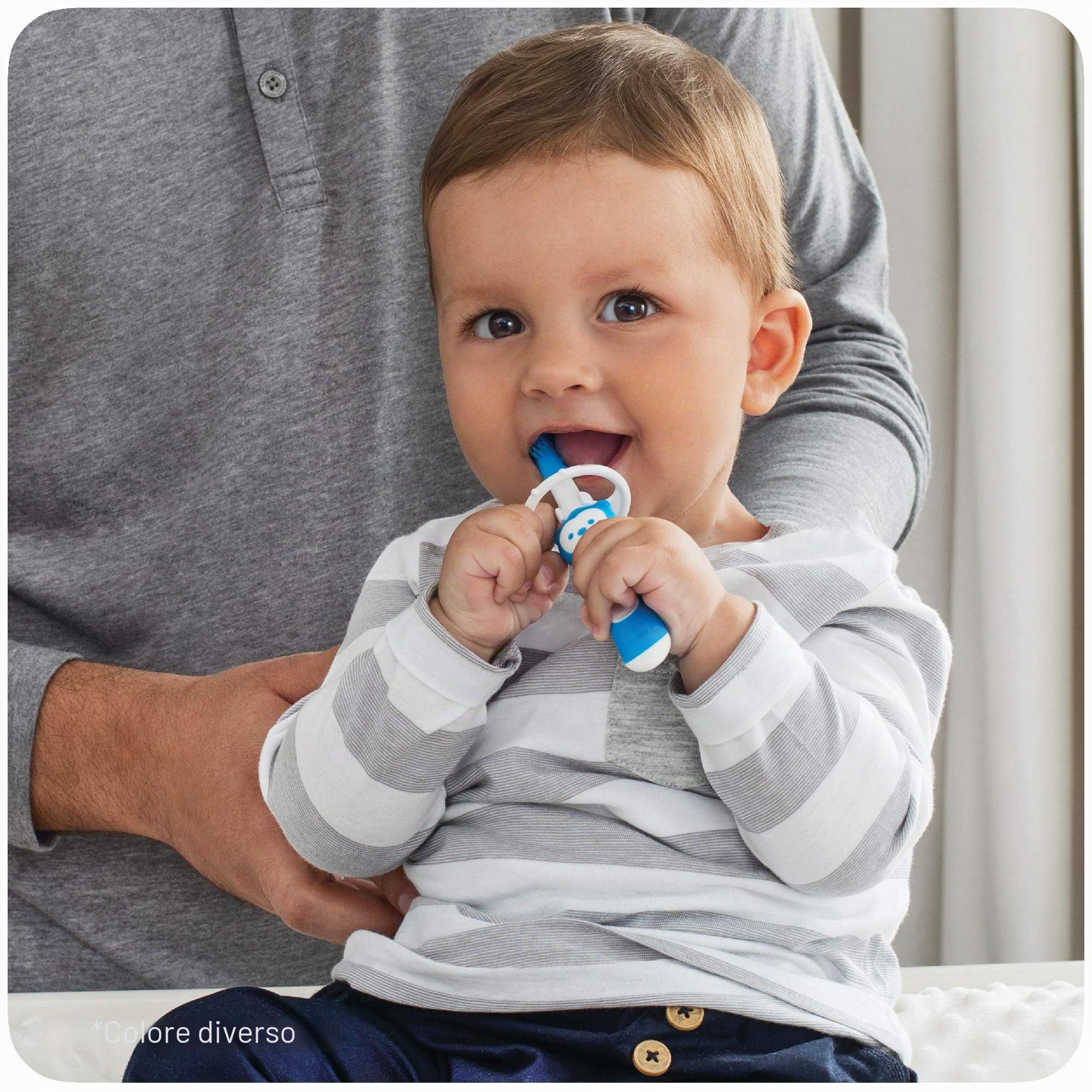 MAM Spazzola massaggiante con setole morbide in silicone, adatta ai bambini alla pulizia quotidiana dei denti, spazzolino da denti per alleviare il mal di denti, dai 3 mesi in su, turchese