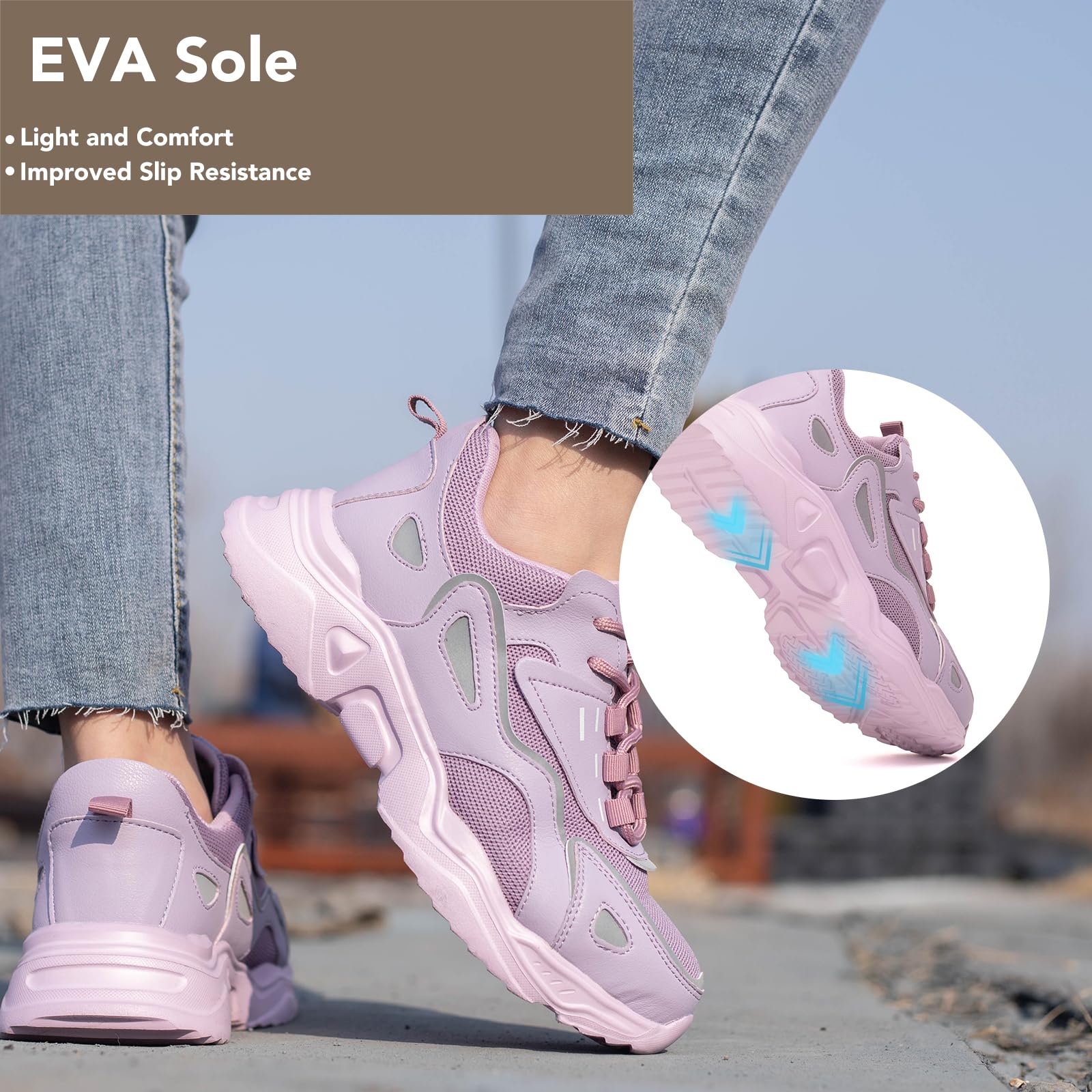 Scarpe Antinfortunistiche Donna Leggere Scarpe da Lavoro on Punta in Acciaio Comode Traspiranti Antiscivolo Scarpe Sicurezza Donna Viola