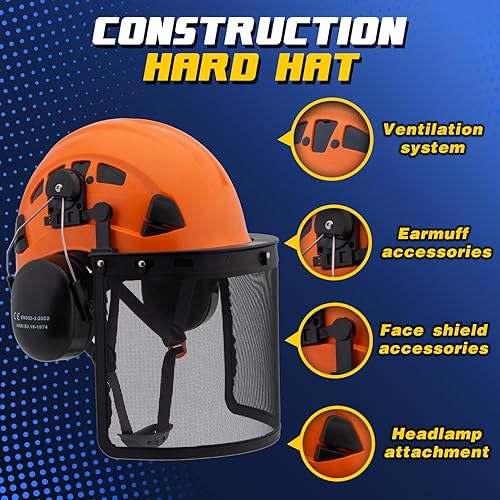 Miniatura 2 de Casco de seguridad de construcción ANSI Z89.1 aprobado por la OSHA Casco duro ventilado para hombre trabajador con correa para la barbilla, árbol