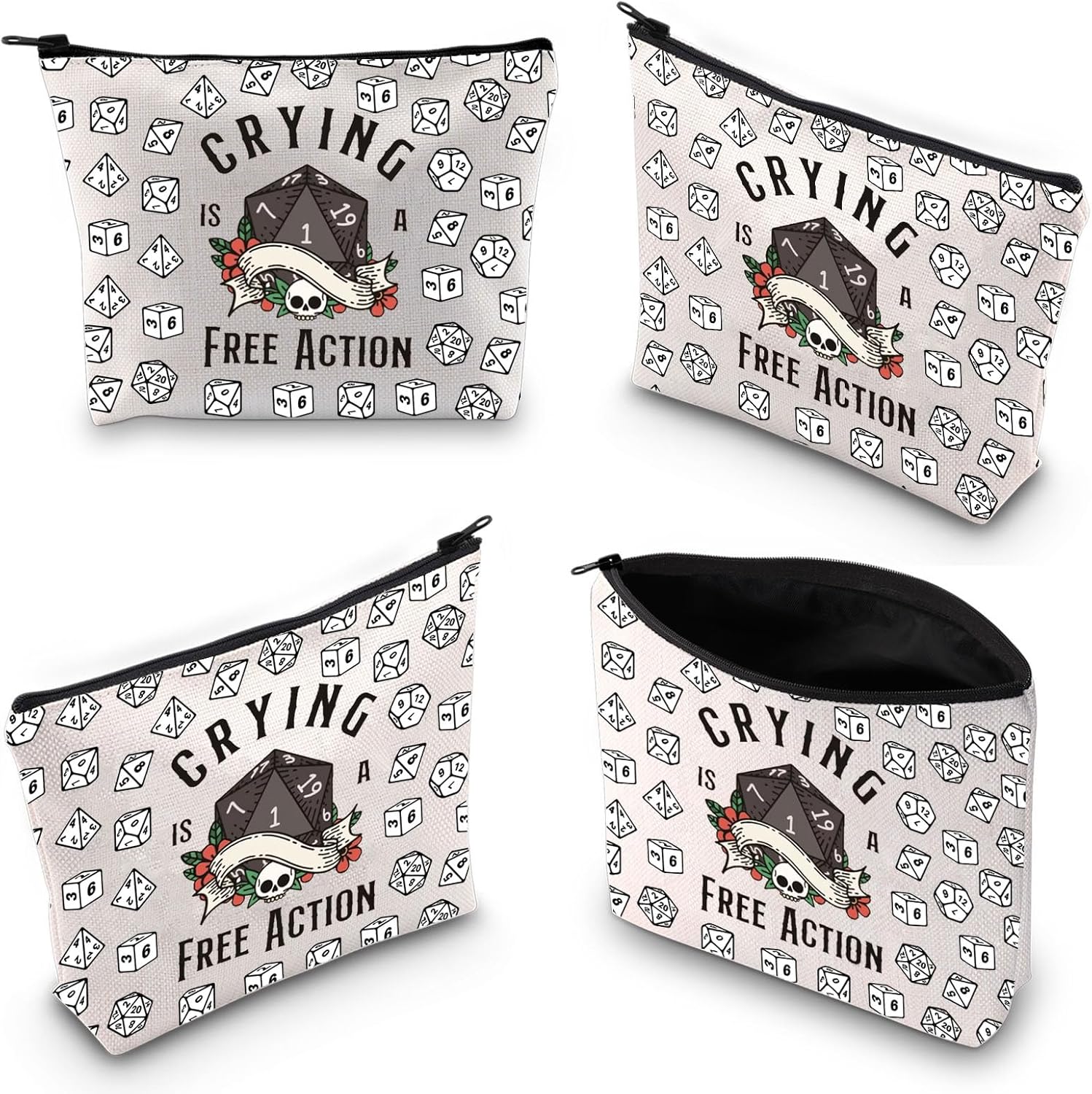 BLUPARK Novelty Gamer Gift Novelty D Dragon Dice Makeup Bag DND Accessories DND Dice Zipper Bag Dungeons Gift Dragons Lover Gift DM Cosmetic Bag DND Accessories For Players (Crying Bag) - Image 6