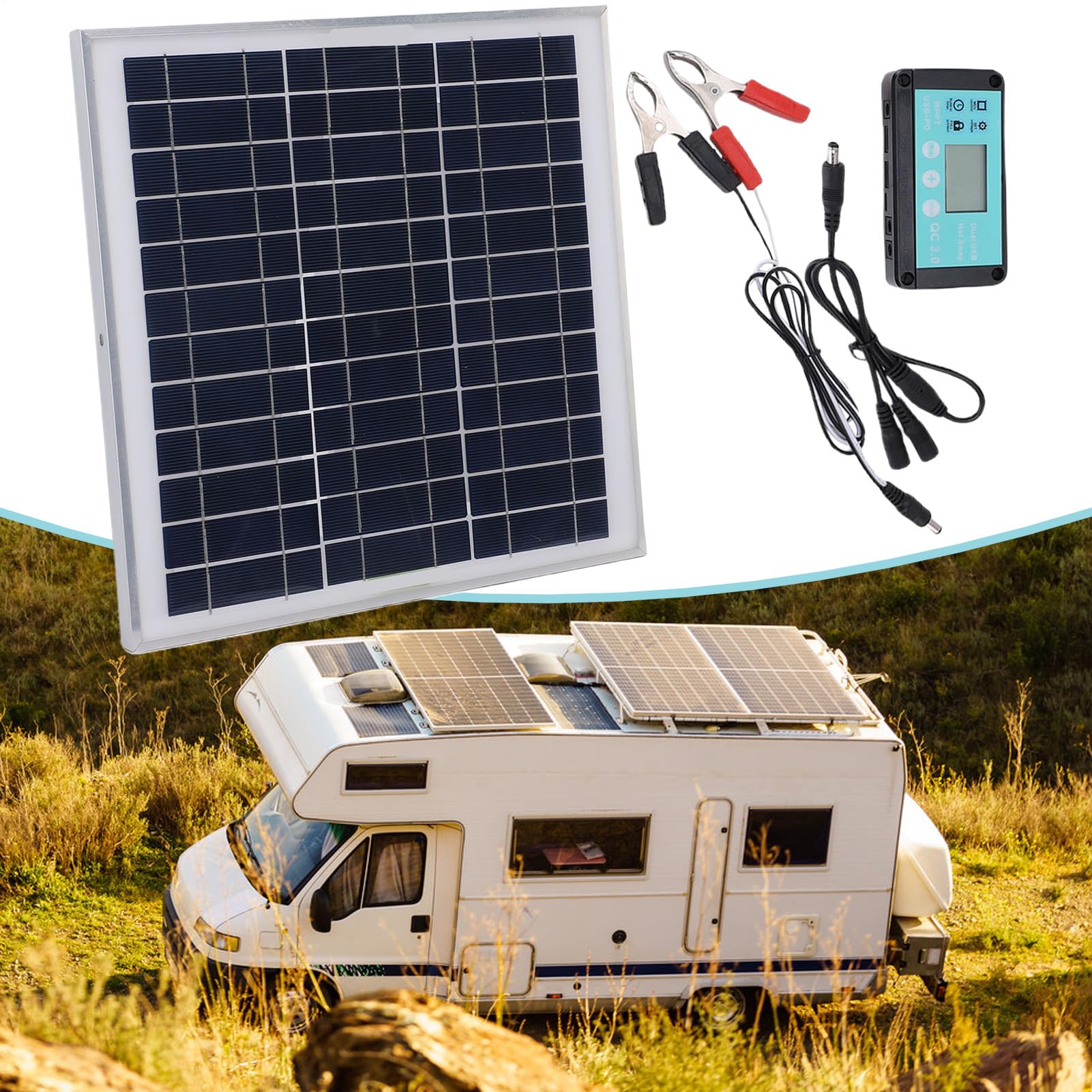 Zestaw solarny do kampera, solarny ładowarka kroplówkowa, kontroler do utrzymania akumulatora, zestaw do ładowania, akcesorium samochodowe do ciężarówki, sprzęt do motocykli i naczep, zaopatrzenie do