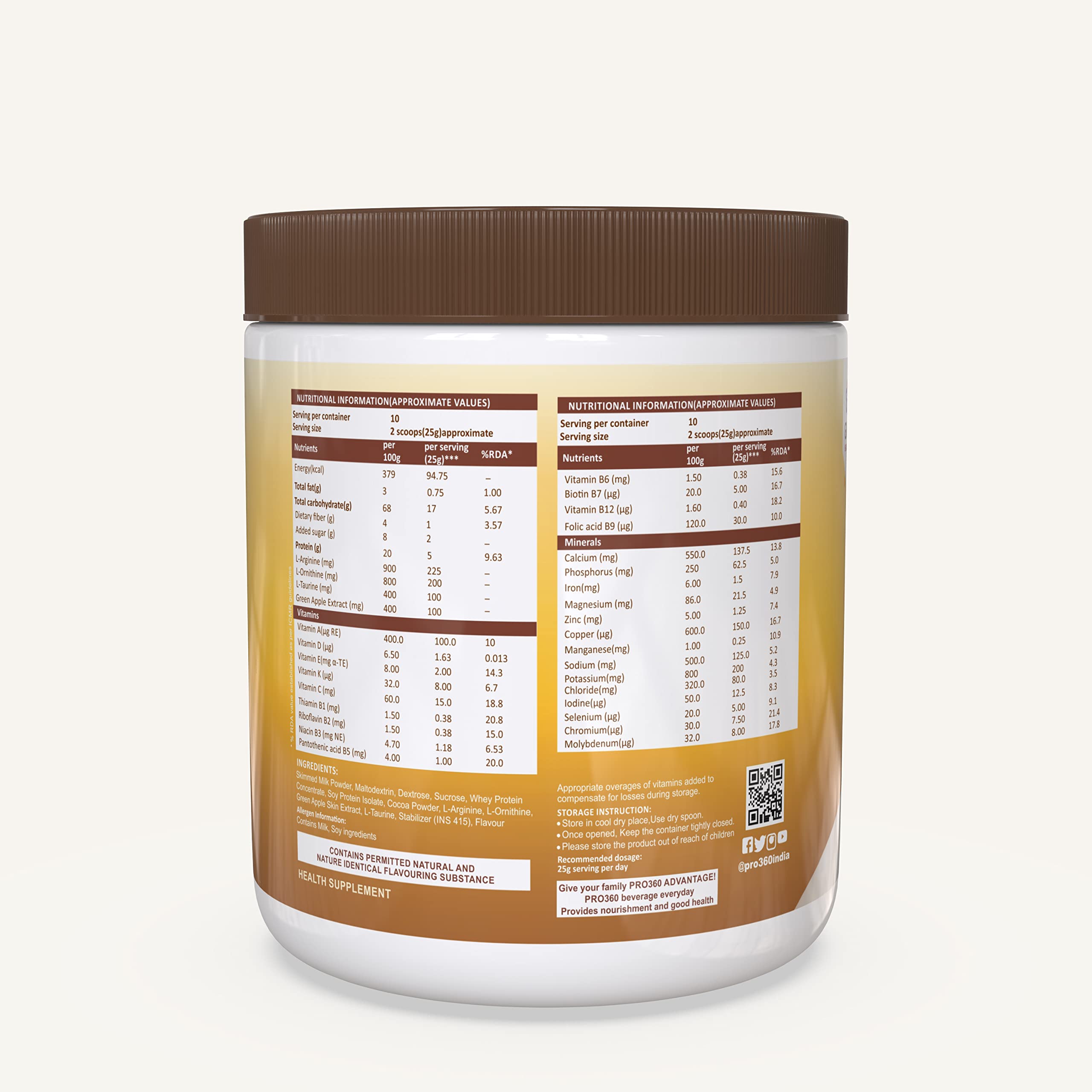 Pro360 Hair Grow Nutritional Protein Supplement Powder for Healthy Hair, Glowing Skin & Nails - Enriched with Biotin and Green Apple Skin Extract for Men & Women - Chocolate Flavor 250g (Pack of 1) 2