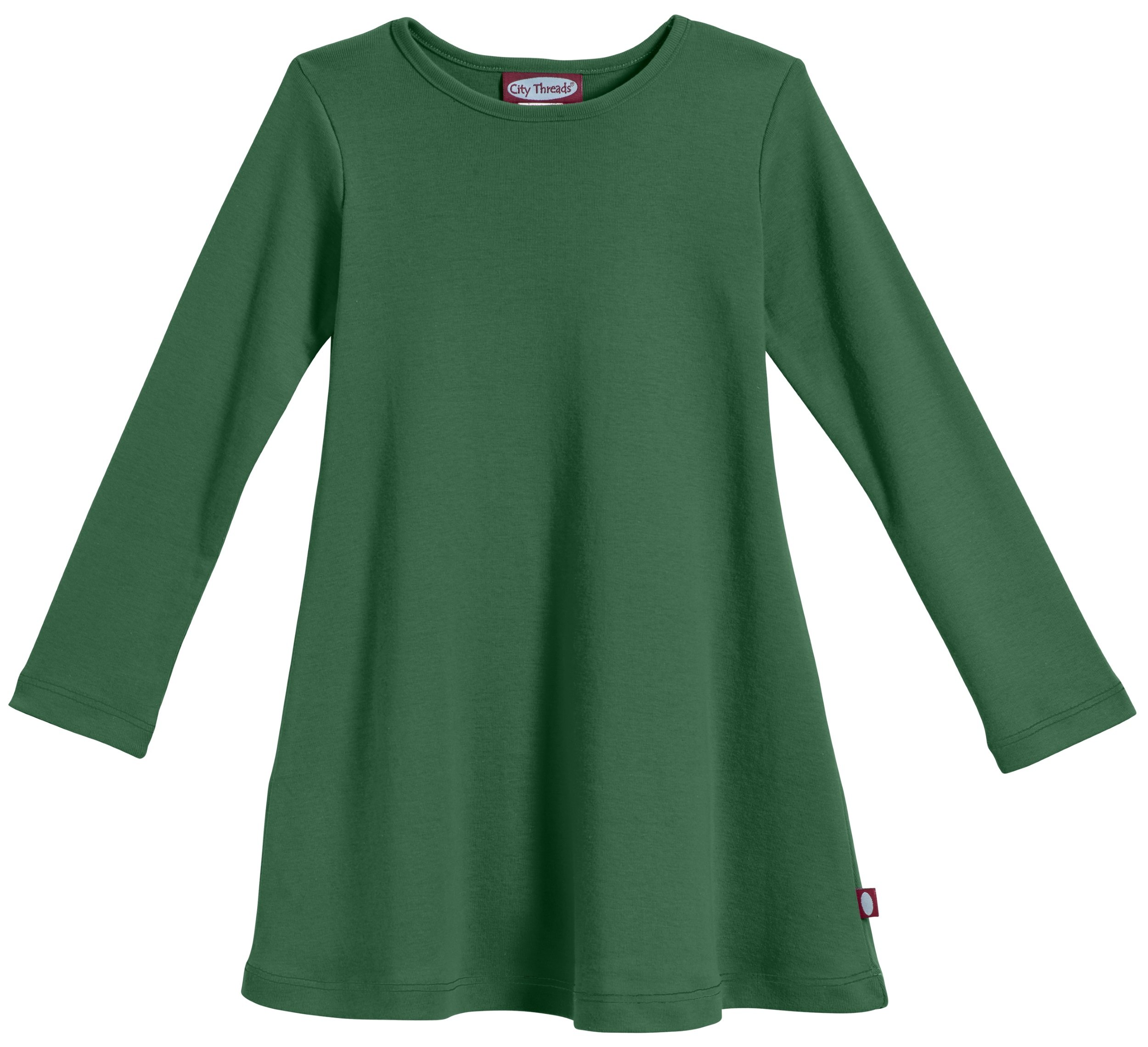 City ThreadsGirls' Kids Long Sleeve Cotton Dress - Solid Colors - Made in USA