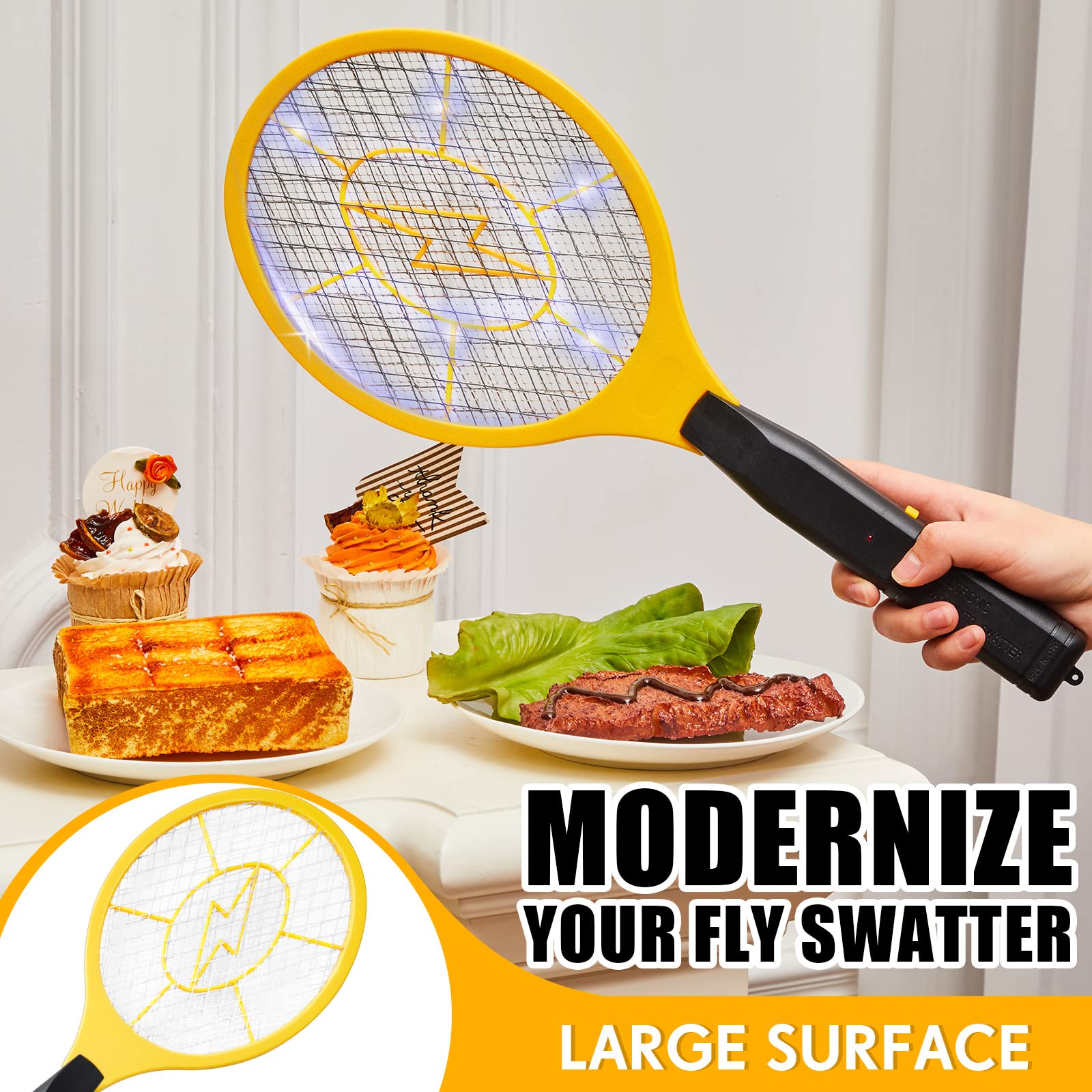 Qualirey Raqueta Electrica Zapper Zanzariere 1500 V Racchetta 43,9 cm Zanzariera Elettronica Swatter Palmare Killer Tennis Zanzara Racchetta per esterni e interni