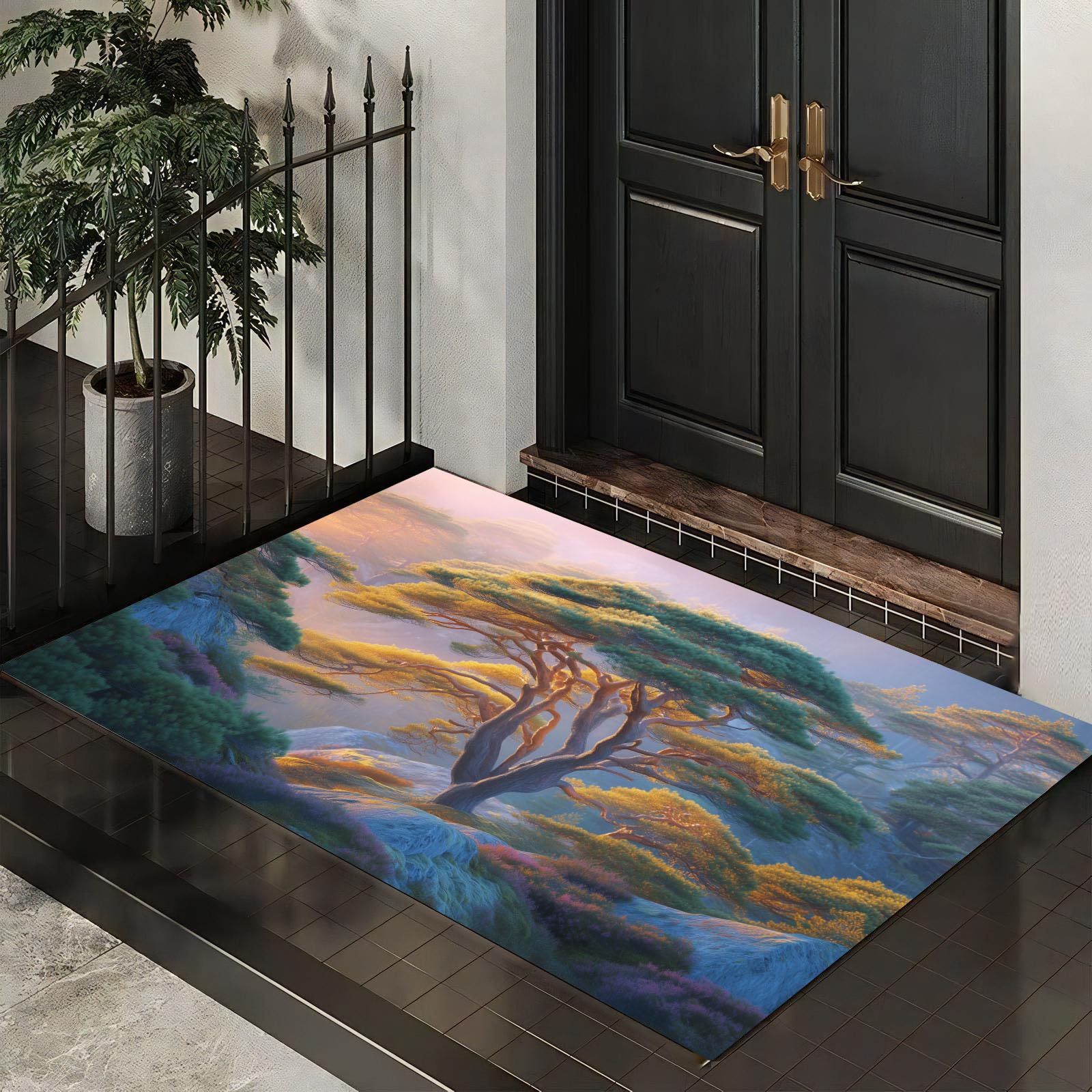 Tapis d'entrée lavable 60x90 cm anti-salissure pour cuisine et chambre