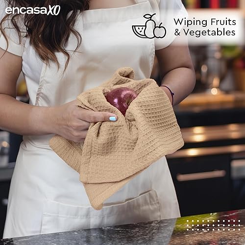 Miniatura 4 de Encasa Homes Anti-Odour Waffle Kitchen Dish Towels, 18 x 28 inch (4 Pc Set) Highly Absorbent, Tea Towels for Cleaning & Quick Drying, Eco-Friendly