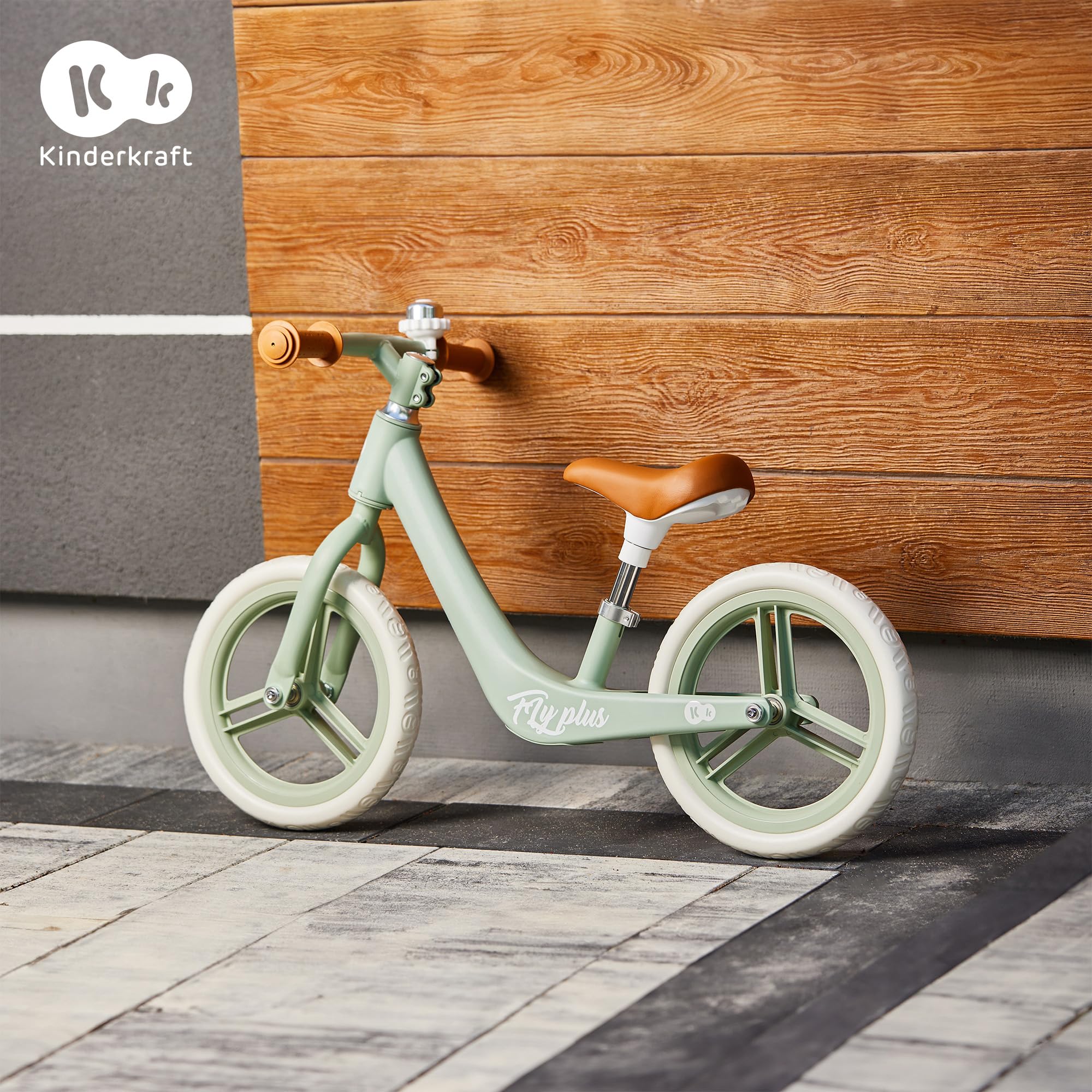 Kinderkraft Fly Plus 2 Bicicleta sin Pedales, Bicicleta Niño 2 años, Bicicleta 2 Ruedas, Bicicleta de Equilibrio, Sillín Ajustable, con Accesorios, con Freno, Ruedas Grandes, 35 kg, Azul