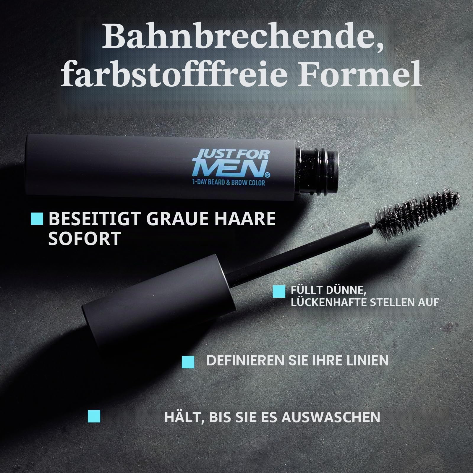 Just for Men 1-Day Beard & Brow Farbe, temporäre Farbe für Beard und Eyebrows, für einen vollen, gut verfeinerten Look, bis zu 30 Anwendungen, Hellbraun
