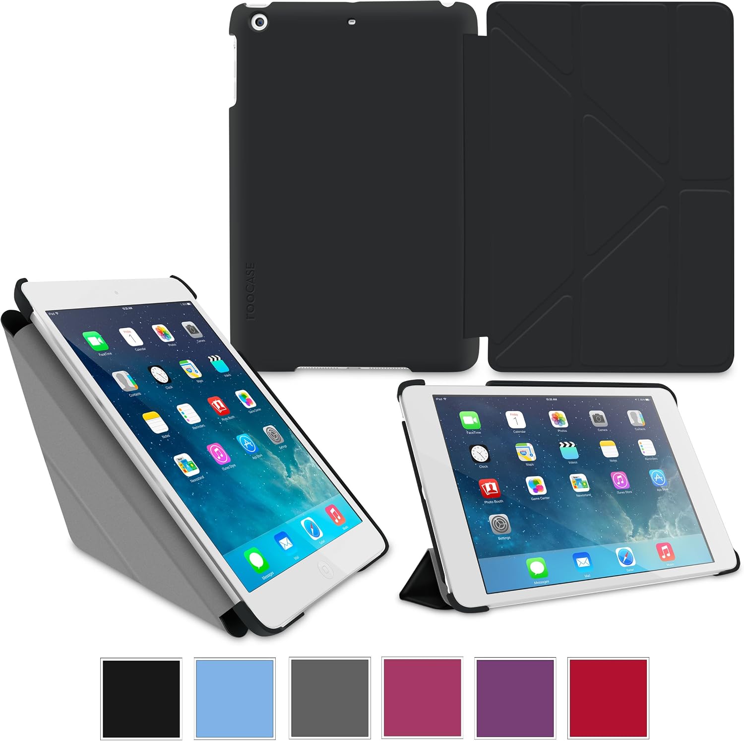 iPad Mini Case, Apple iPad Mini 2 Case, iPad Mini 3 Case Cover, rooCASE Origami PU Leather Case Black