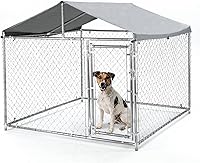 Vista 1 de Perrera para perros grandes de 79 pulgadas, de acero galvanizado resistente, con cubierta impermeable resistente a los rayos UV, corralito de cadena