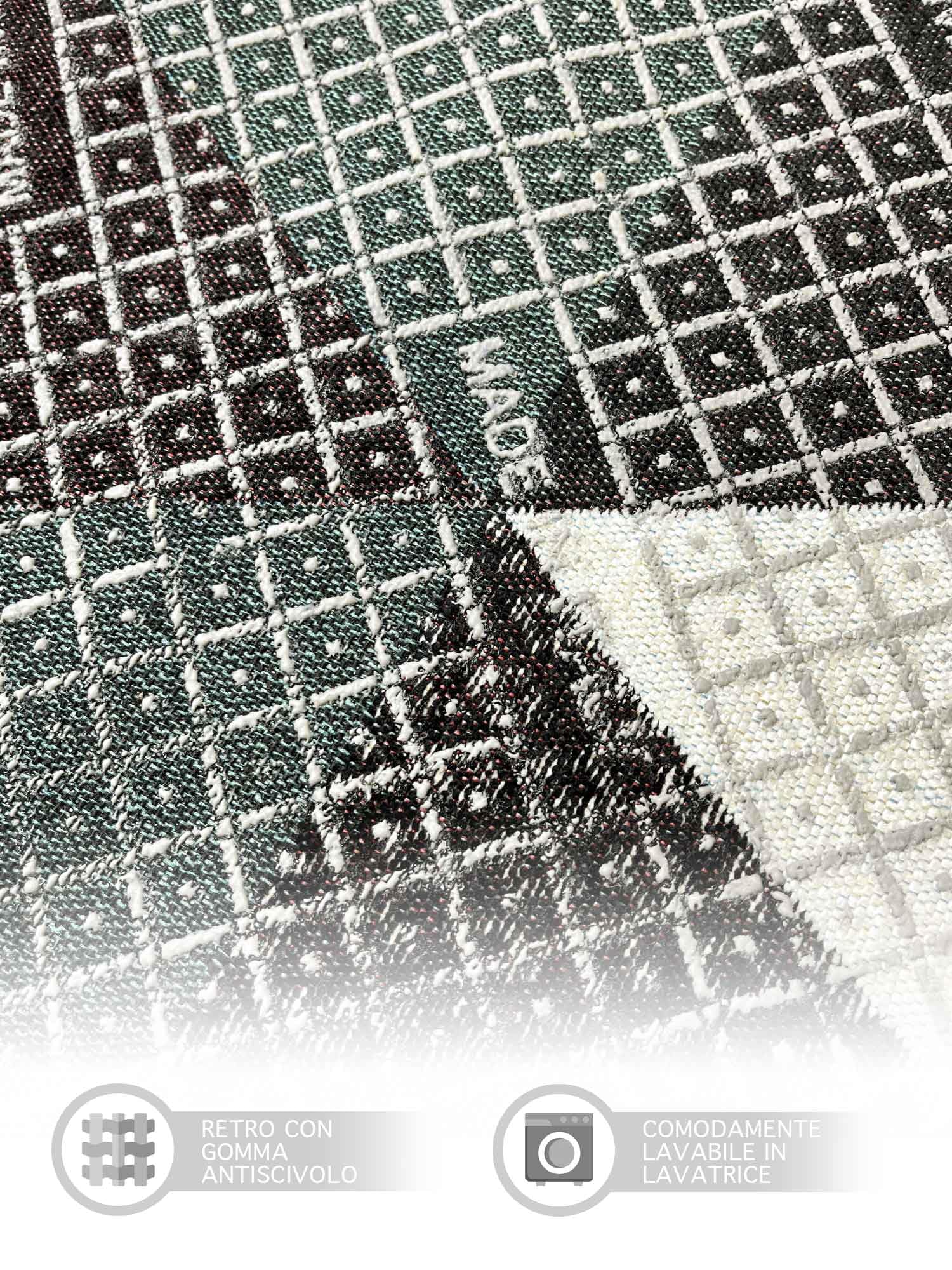 IlGruppone Tappeto Arredo Moderno Sala Cucina Camera Passatoia Antiscivolo in Ciniglia Made in Italy Disegni Piazzati Cotone Misure Grande - Triangoli Nero - 160x240Cm
