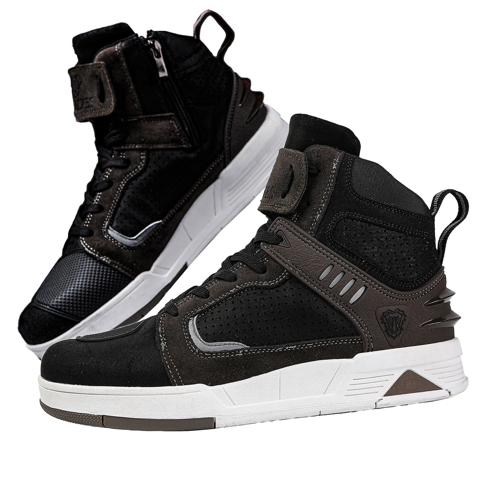 Botas de Moto para Hombre de Cuero con Cremallera Lateral