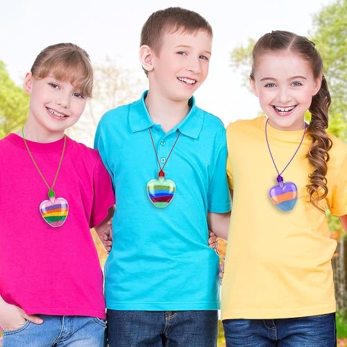 Miniatura 5 de Collares de corazón de arte de arena para el día de San Valentín, juego de 36 unidades, manualidades a granel para el día de San Valentín para niños