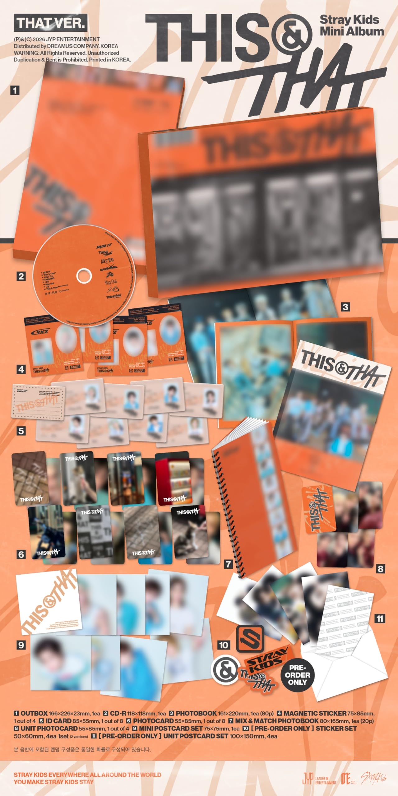 Juego de 3 versiones: 1 álbum estándar + 1 & + 1 fans) SKZ Stray Kids THIS & That 10th Mini Album TNT & T & T