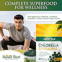 Vista 6 de Sunlit Best Chlorella Spirulina Tablets – Organic USDA, Premium Spirulinas y Chlorella Cápsulas 500 píldoras – Chlorellas Natural Superalimento