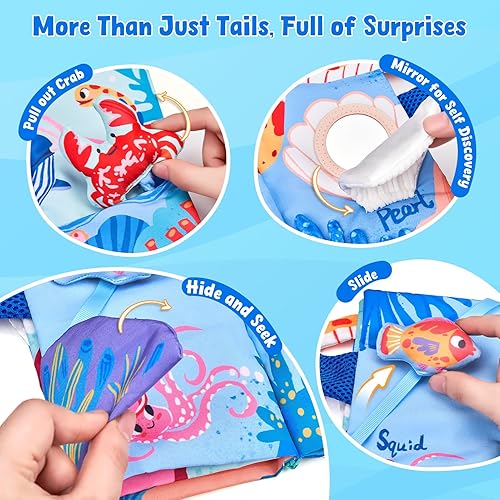 Miniatura 4 de JoyCat Ocean Baby Books Toys de 0 a 6 meses, libro de tela para baby shower, regalos para recién nacidos para niños y niñas, relleno de calcetines,