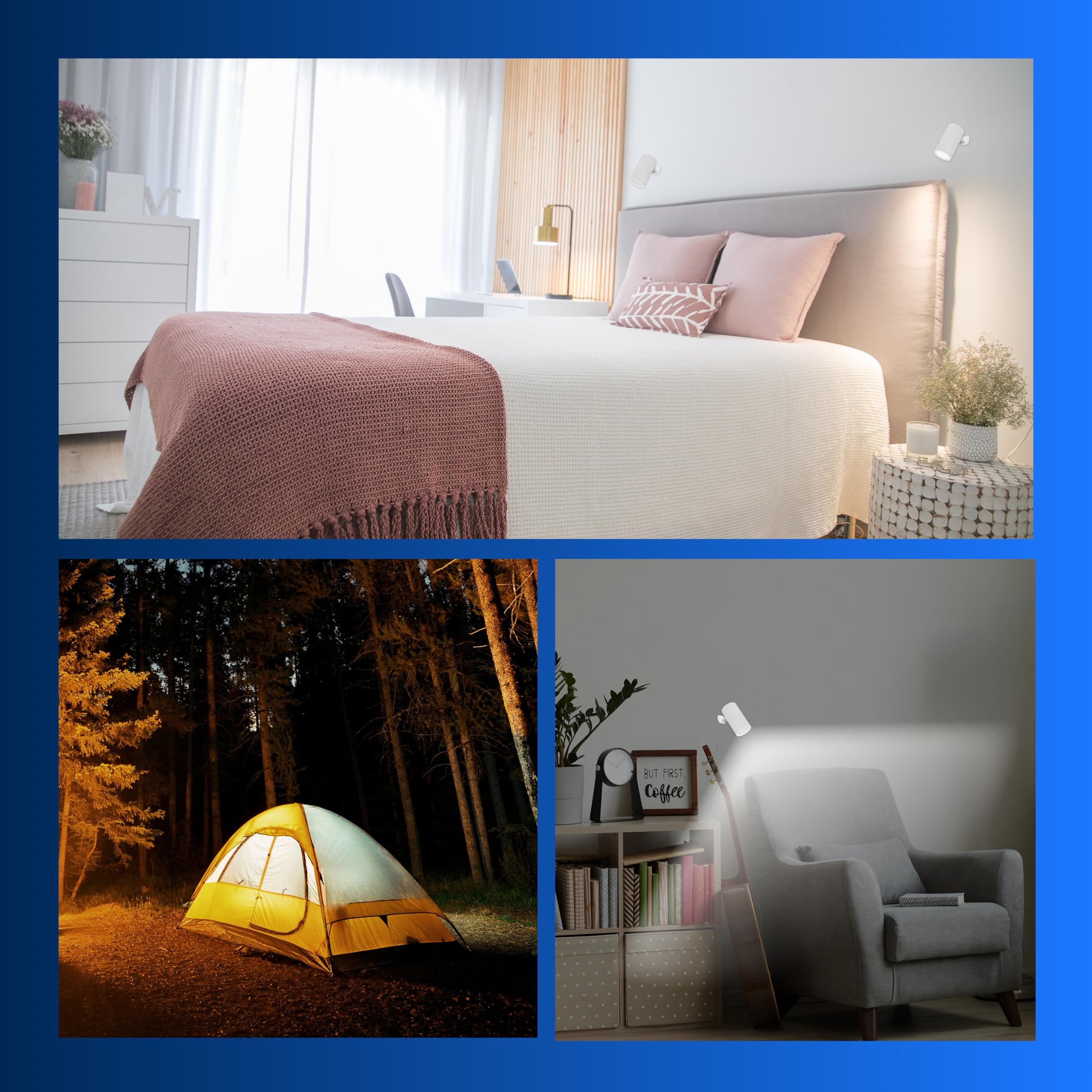 REV LED Wandleuchte innen - Wandlampe mit Akku, 120lm, dimmbar, 360° drehbar, kabellose Leselampe - ideal für Flur, Schlaf- & Wohnzimmer, weiß