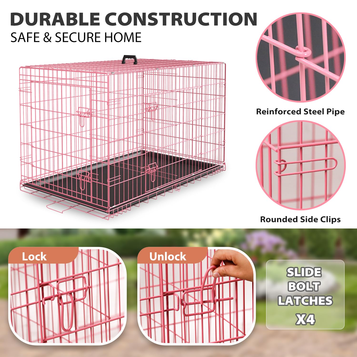 BestPet 24 Inch Dog Crates For Large Dogs Folding Mental