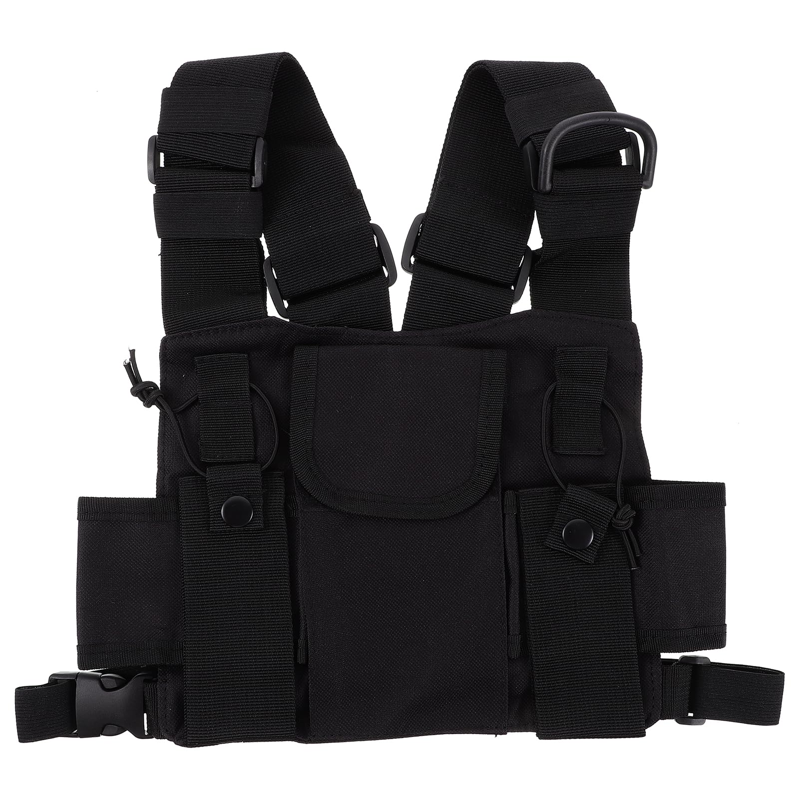 Brustgurttasche Schwarz Funkgeräte aus 600d Nylon Leicht zu Tragen mit Verstellbaren Schulterriemen Kompakte Radio Brusttasche für Outdoor Klettern und Joggen