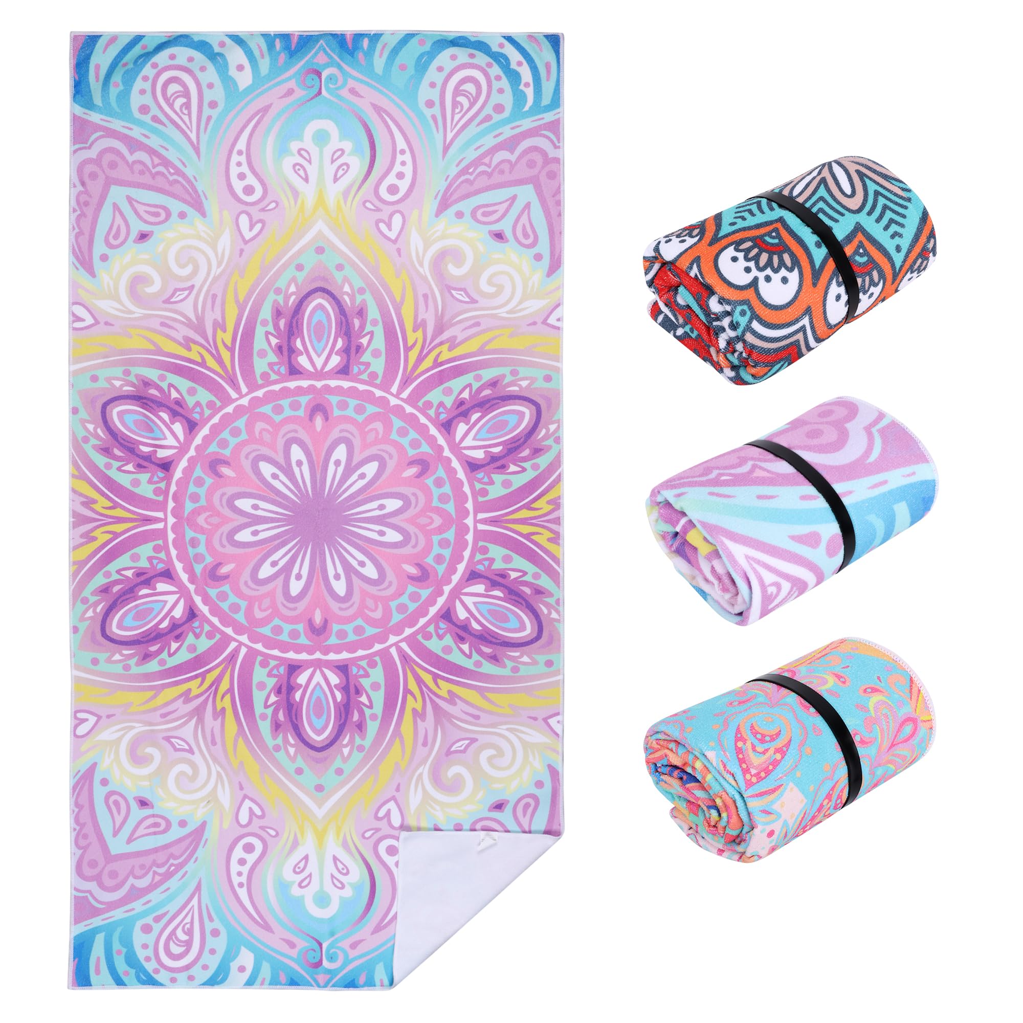 Kaket Pink Microfibre Beach Towel Large 150X75cm, Ultra Soft Beach Towels For Adults, Lightweight Bathtowel Pool Towel For Swimming, Travel, Camping (, Style 2)