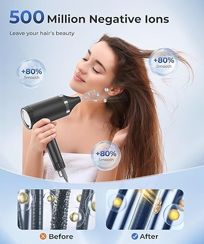 Miniatura 3 de Secador de pelo, secador de pelo de alta velocidad de 100,000 RPM para mujeres y hombres, secador de pelo con difusor y boquilla, portátil para uso