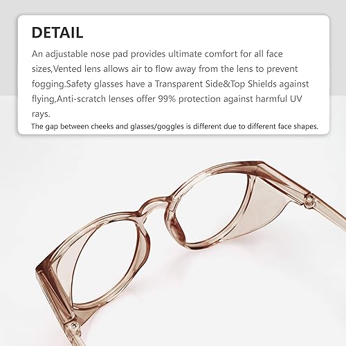 Miniatura 34 de Stylish Round Safety Glasses Anti-Fog Women Fashion Eye Protection Blue Light Blocking Glasses with Side Shields Lab Clear Protection Goggles