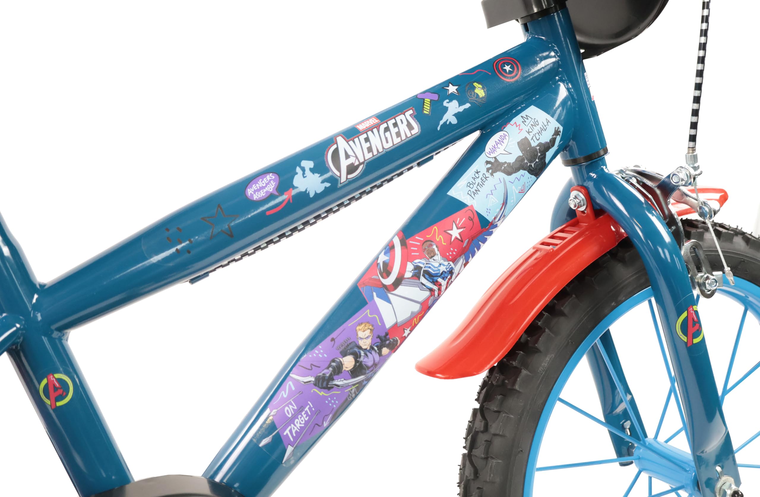 Denver Bike Bicicletta Bambino 16 Pollici Licensed Avengers, 4-6 Anni, Rotelle Removibili, Freni Caliper Anteriore/Posteriore, Telaio Acciaio, Ruote Gonfiabili, Borraccia e Scudo