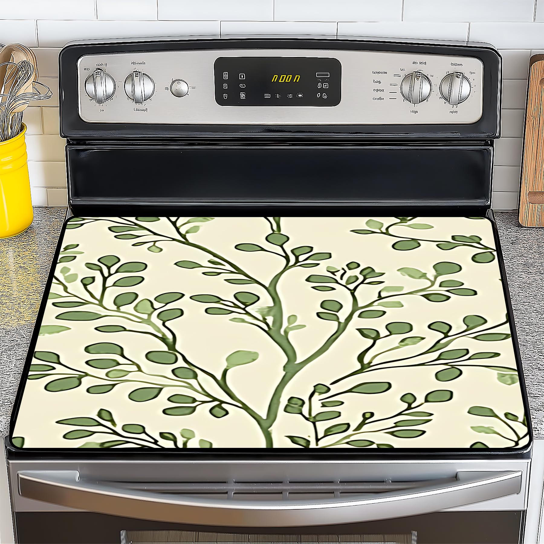 Stove Top Cover for Electric Stove,Glass Stove Top Cover, Heat Resistant Glass Cooktop Cover, Stovetop Protector, Kitchen Decor, Dish Drying Mats Cover for Ceramic Washer Top 28.5x20.5 inch