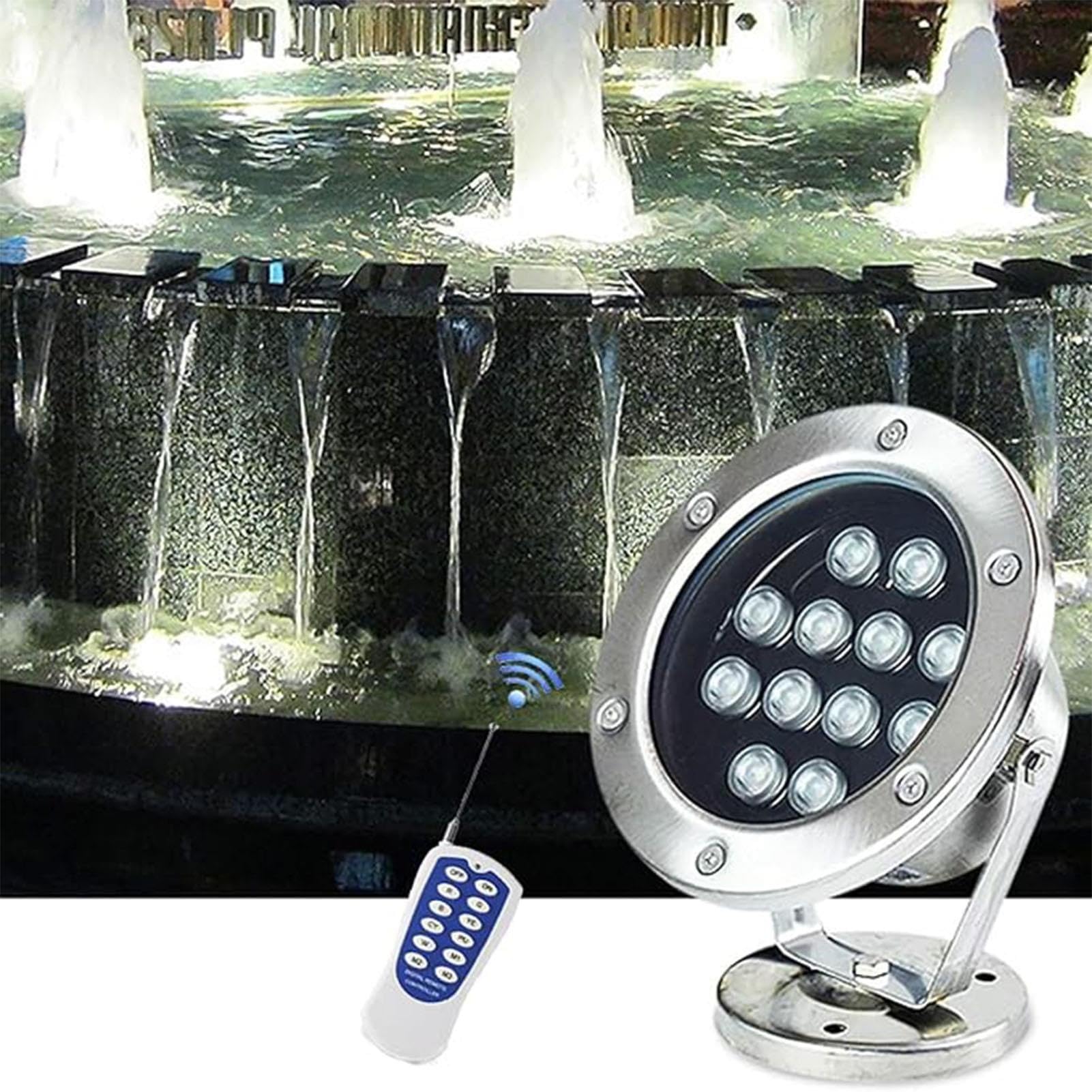 Luz Subacuática Impermeable - Luces LED Subacuáticas Para Estanques, IP68 Foco Giratorio Para Fuentes, Luces De Iluminación Para Piscinas De Bajo Voltaje De 24V(RGB,12W)