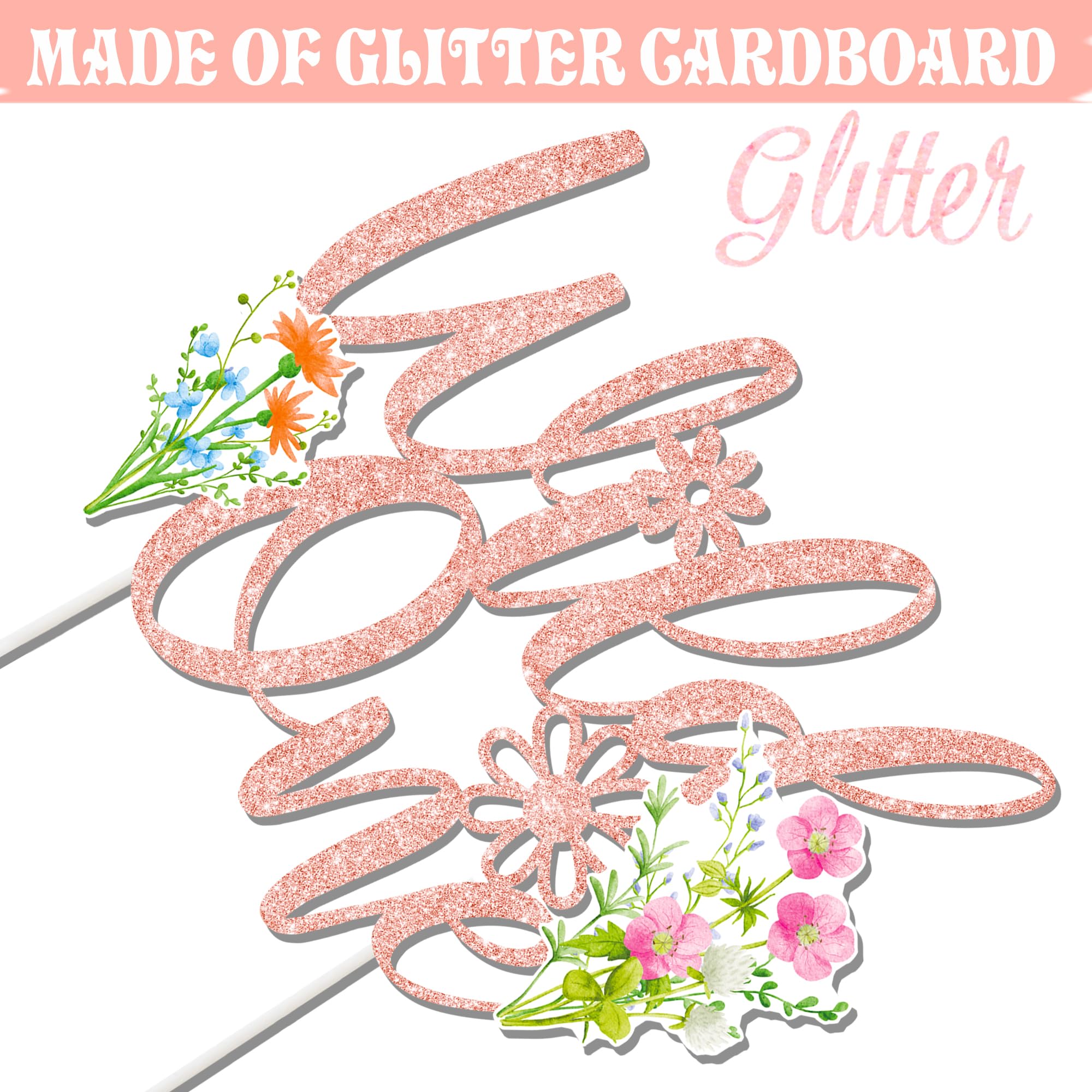 Wild One Flower Cake Topper 4Pcs Wildflower Birthday Cake Decorations Wildflower Theme 1st Birthday Decoration Wild One Cupcake Cake Picks for Wildflower First Baby Shower Supplies