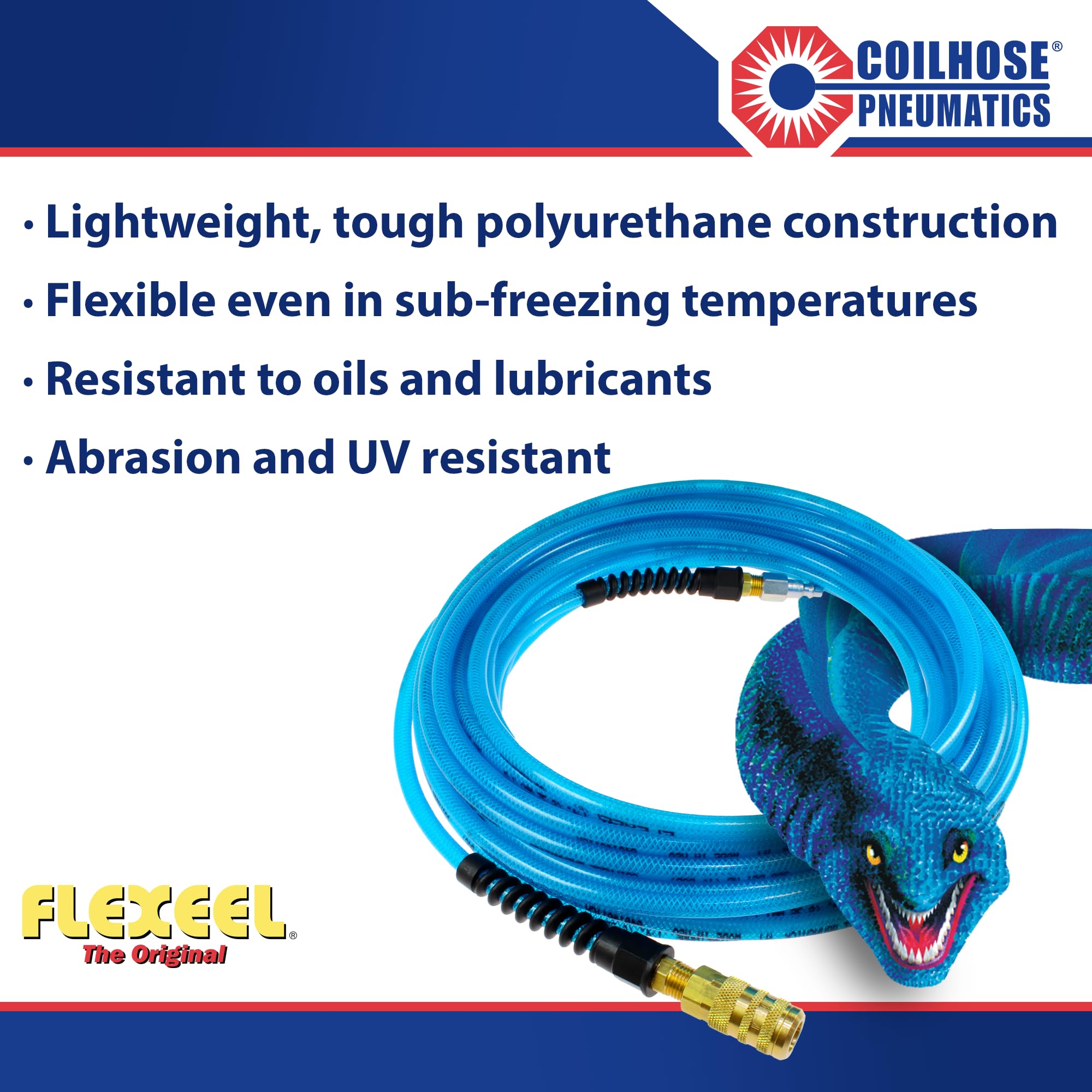 Coilhose Pneumatics PFE4100TS15X Flexeel Reinforced Polyurethane Air Hose, 1/4" ID - Image 2
