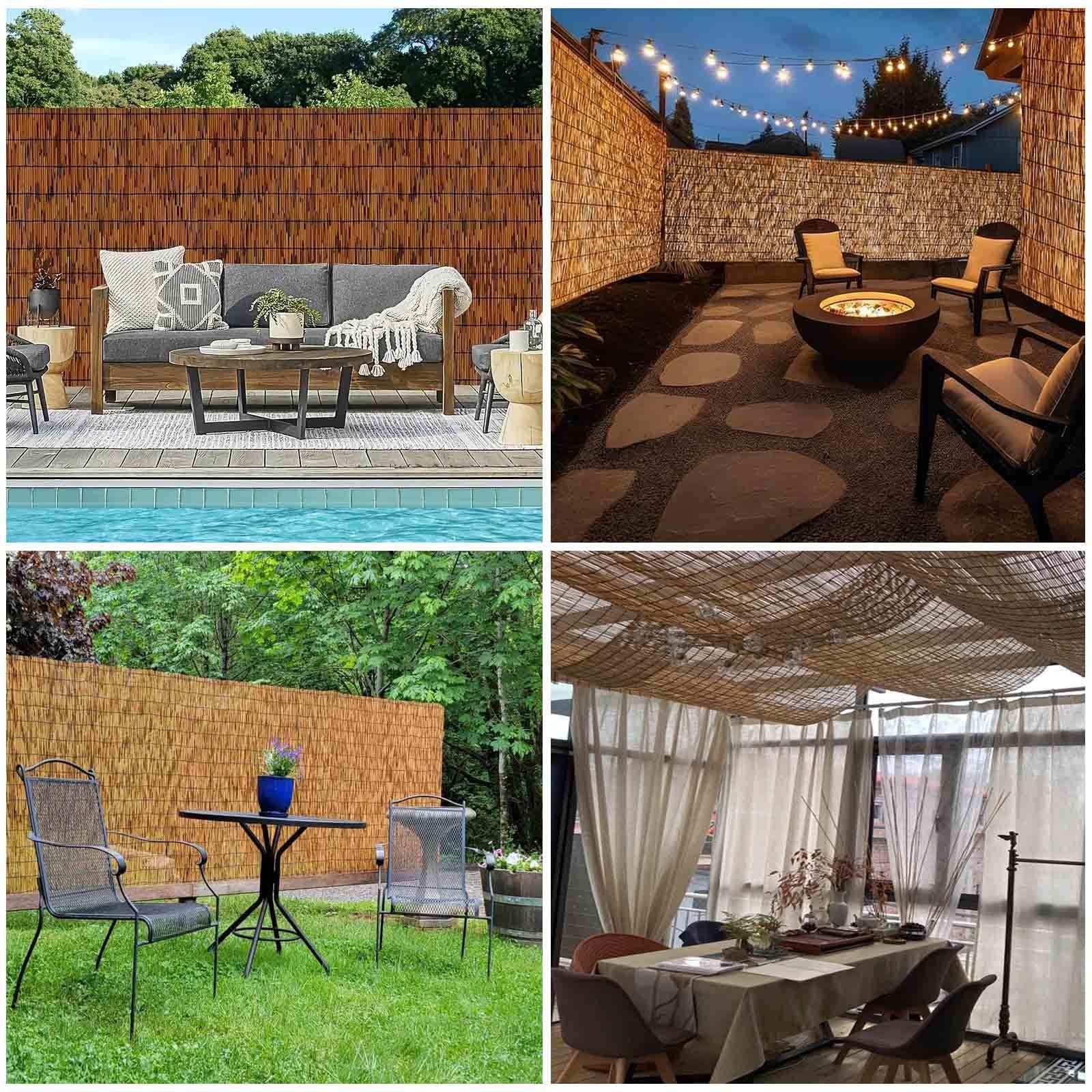 Recinzione Canne Naturali 50-160cm Di Altezza Canne Di Bambu per Esterno Canniccio,Canne Recinzione Per Giardino, Schermo Protezione Privacy Decorativo Per Piscina Terrazza Patio(Carbonized,140x500cm)
