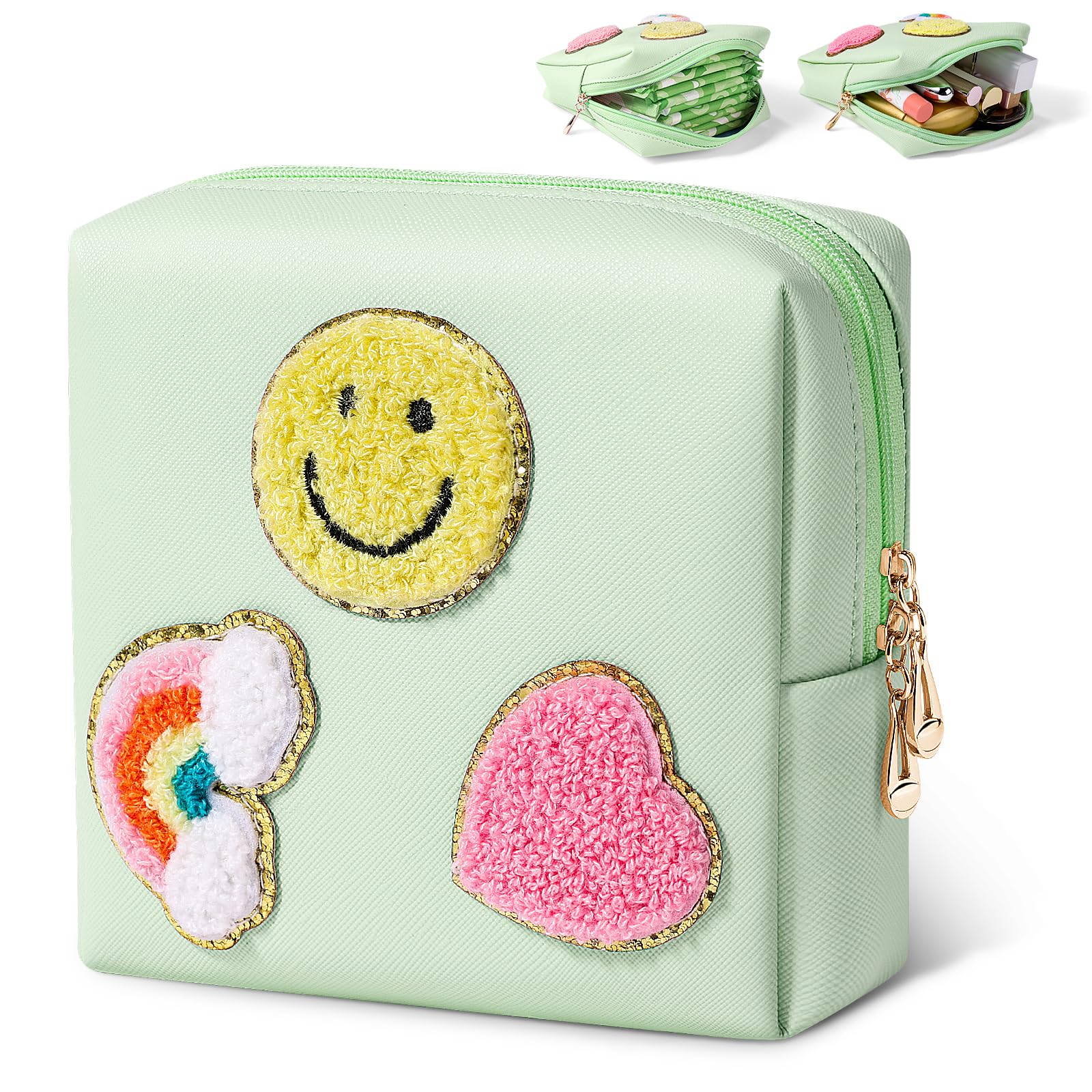 Period Bag for Teen Girls Shark Week Pouch Portable Sanitary Pad Bags for Period Teen Period Pads Pouch for Panty Liners, Tampons, Menstrual Cup - Mint