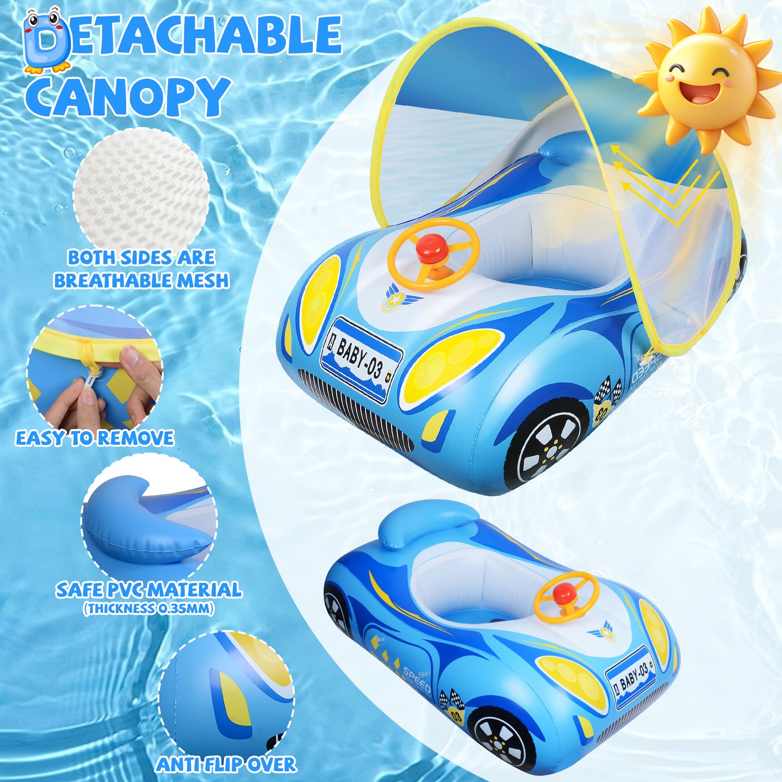 Schwimmring Baby Schwimmsitz für Babys Aufblasbarer PVC-Babyschwimmring Kinder Schwimmring Spielzeug für Baby Badesitz Schwimmbecken