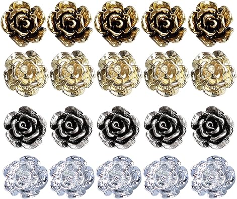 5Pcs 3D Heart Butterfly Bee Rhinestone Nail Art Charms Cute Shiny Crystal Pearl Metal Nail Gems Decorations for Women Girls DIY Accessories Jewelry Crafts Tool Nail Design
