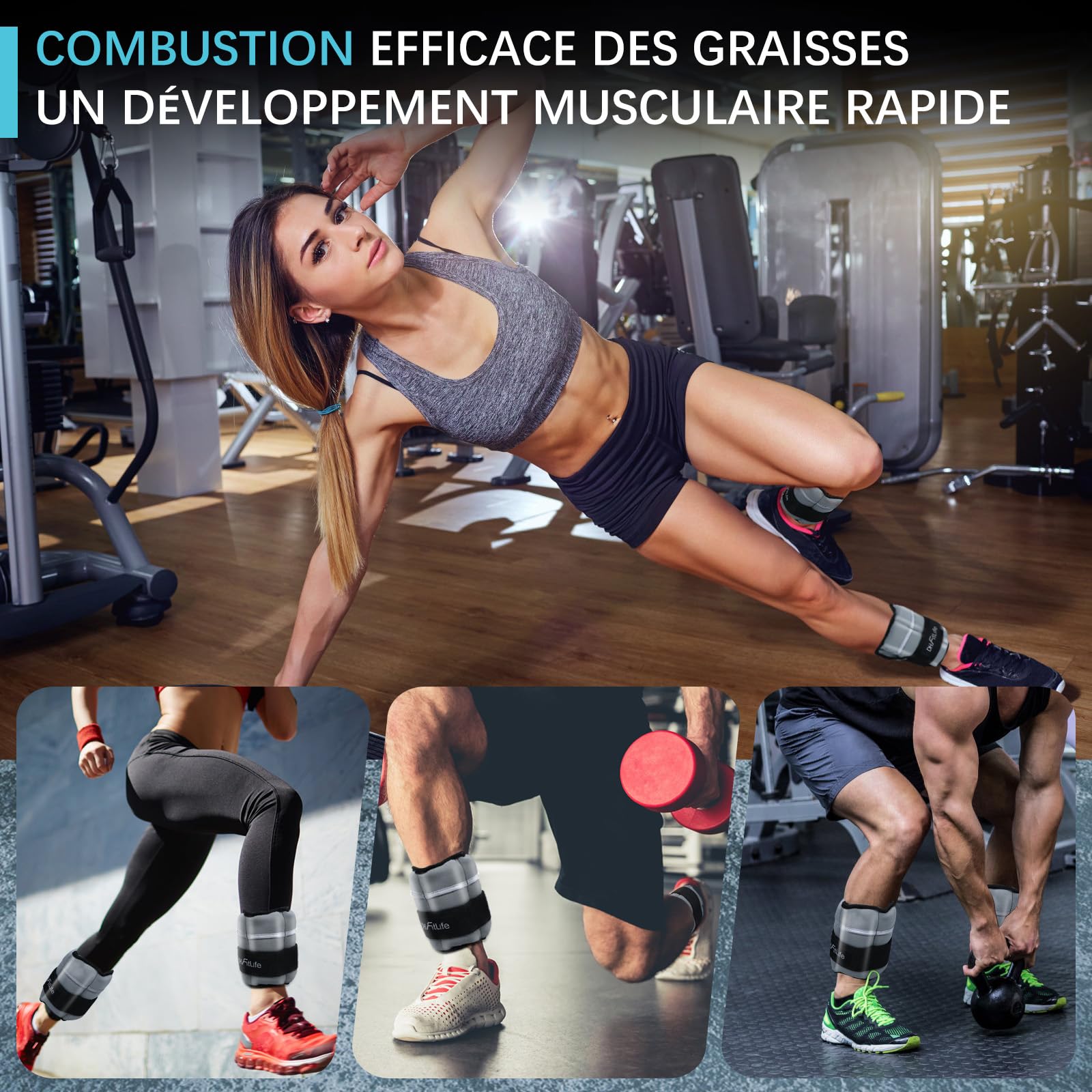 DH FitLife Lot de 2 poids pour chevilles avec poids réglables pour jambes | 2 variantes 2 x 2,5 kg et 2 x 4,5 kg | Poids cheville | Poids de cheville pour la musculation