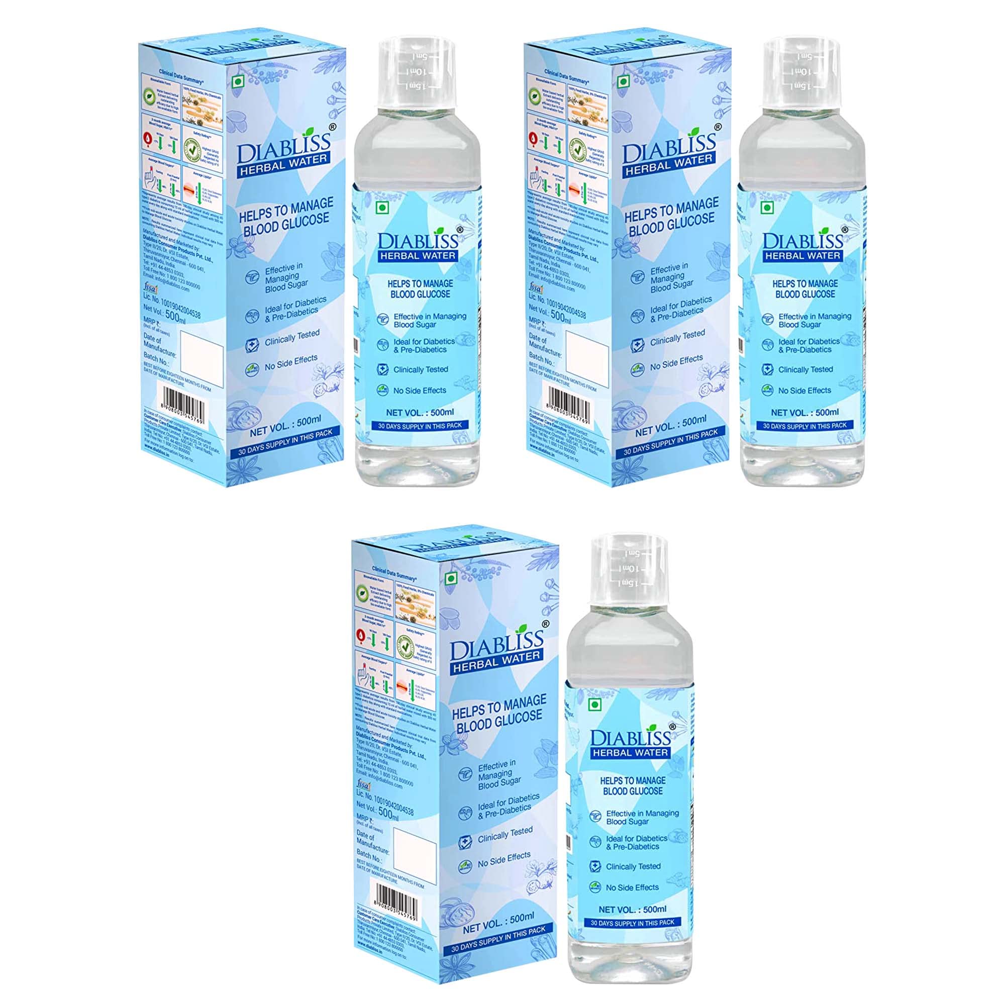 Diabliss Herbal Water for Blood Glucose Management for Diabetics! Clinically Tested No Side Effects Lowers HbA1c, Lipids, Fasting & Post Meal Blood Sugar Levels - Diabetes, 1500 millilitre (B0B3LYXCTW) Amazon Price History, Amazon Price Tracker