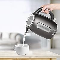 Vista 2 de Sencor SWK1778BK - Tetera eléctrica de acero inoxidable de 1,7 L con tapa de bloqueo de seguridad, color negro