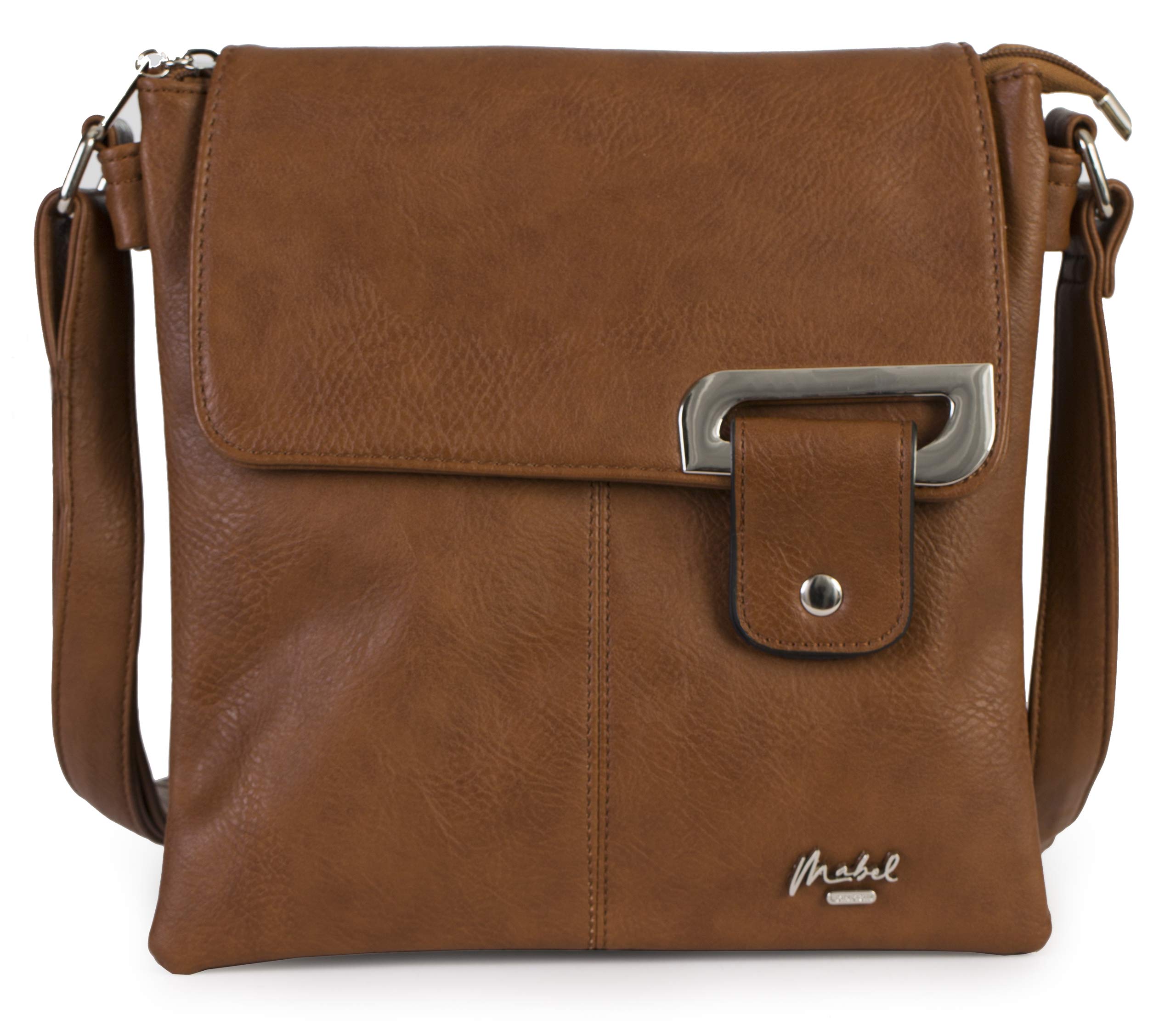 Women's Crossbody Messenger Bag – Medium Shoulder Handbag with Adjustable Strap and Gold or Silver Trim – Faith