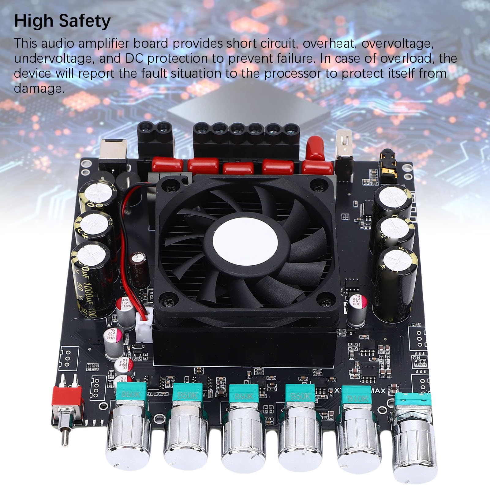 SEAFRONT Scheda Amplificatore Audio Bluetooth a 2.1 200Wx2+400W con Regolazione Indipendente dei Bassi e degli Alti per Altoparlanti Home Theater TV Smartphone